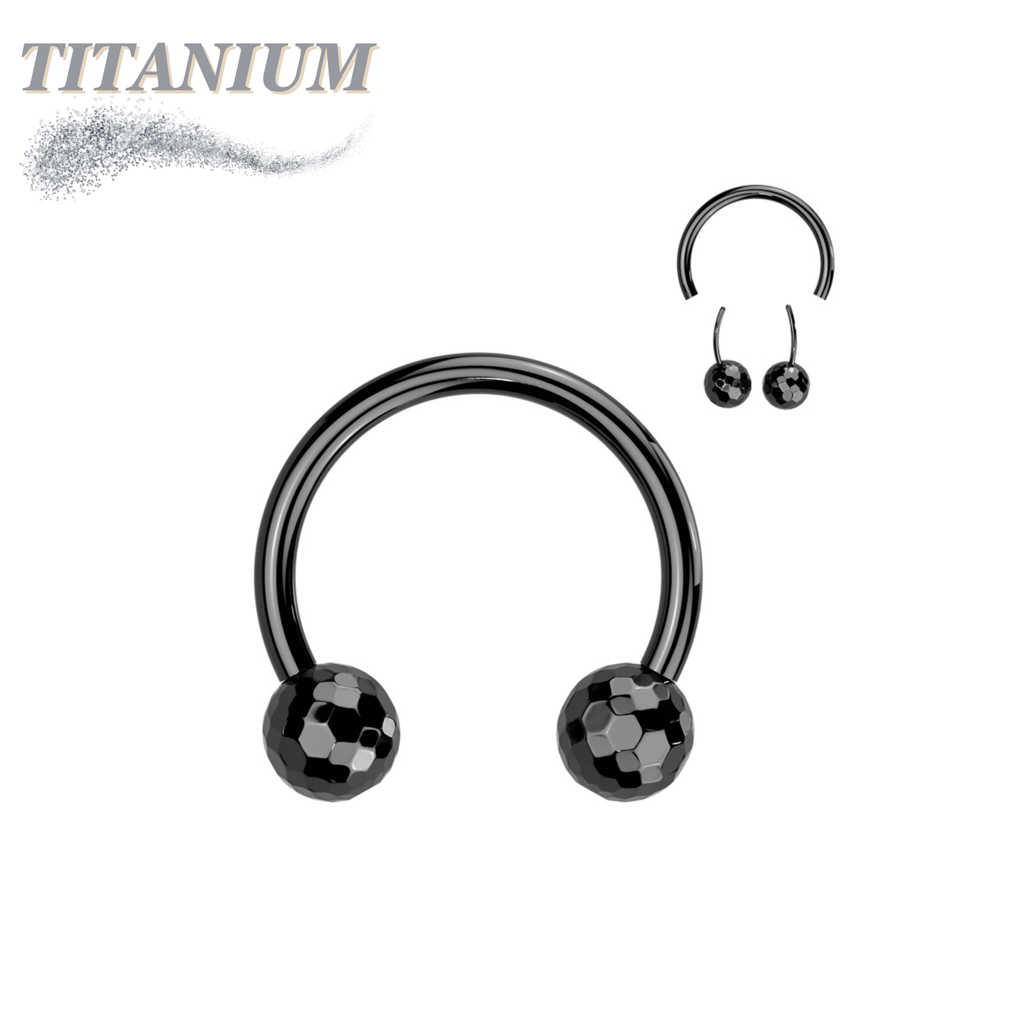Threadless Titanium Horseshoe with Disco Balls