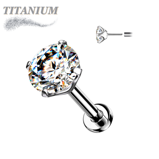 Titanium Threadless Pushpin Prong CZ Labret Combo (2.5mm base)