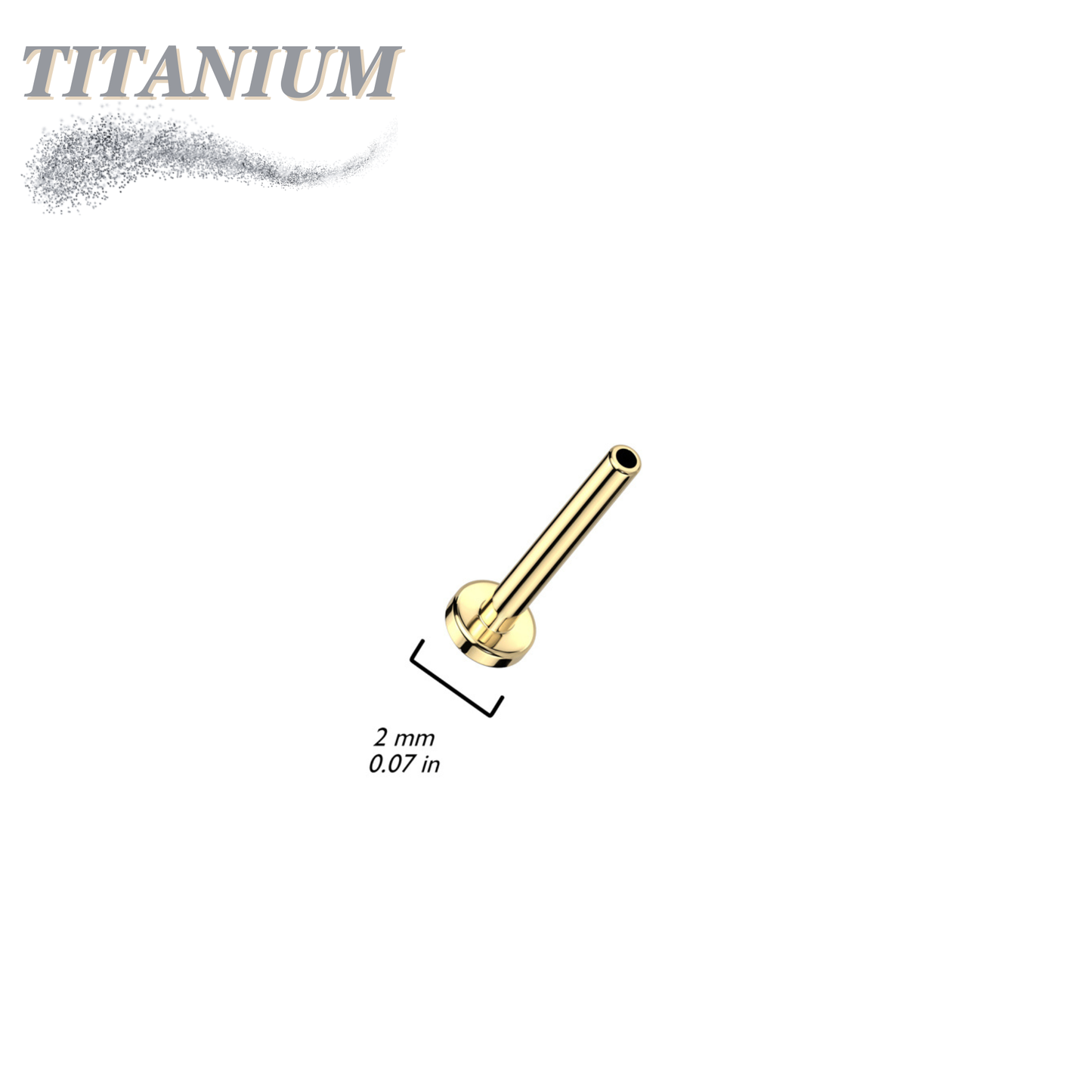 Threadless Titanium Flat Back Labret Post Only - 4mm Base
