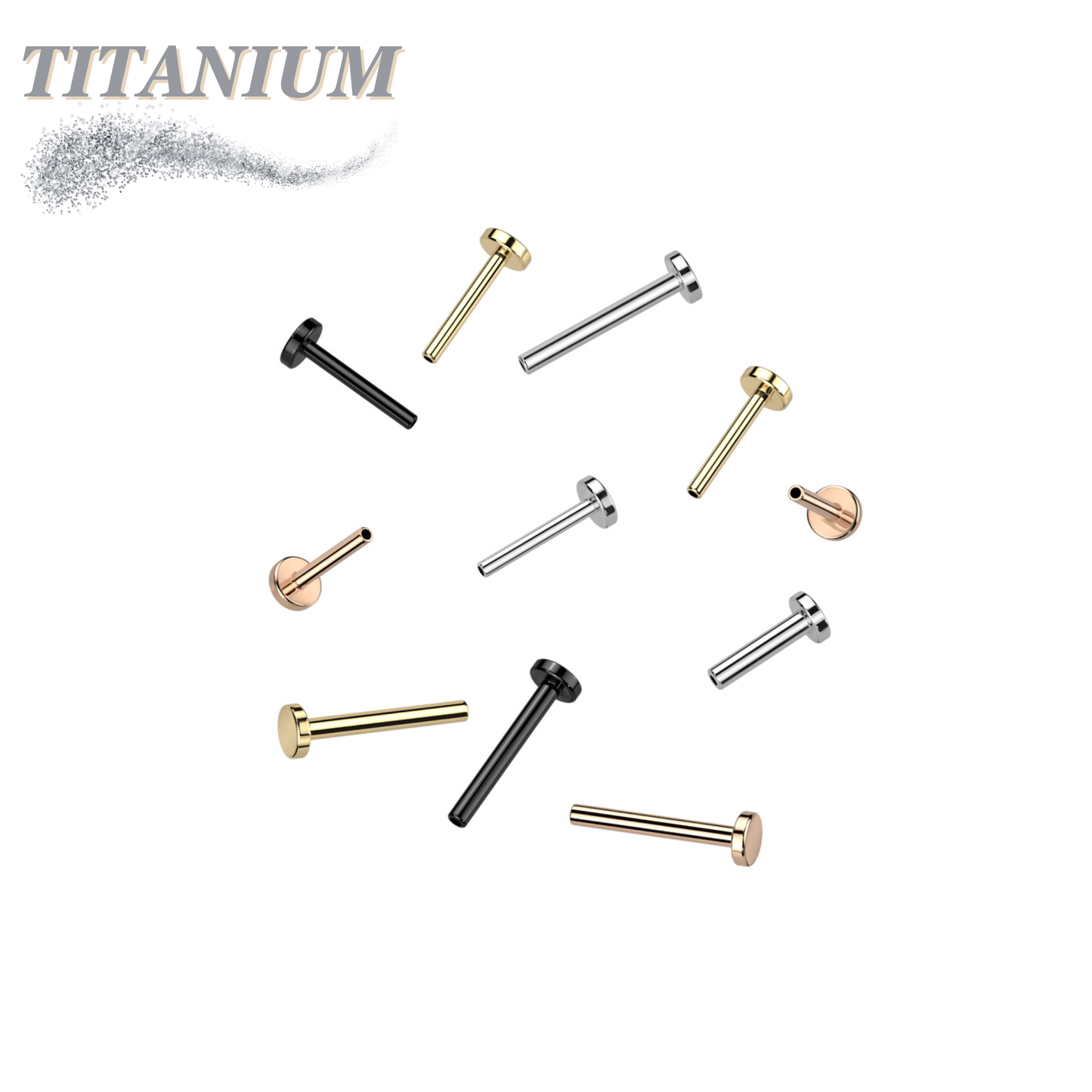 Threadless Titanium Flat Back Labret Post Only - 4mm Base