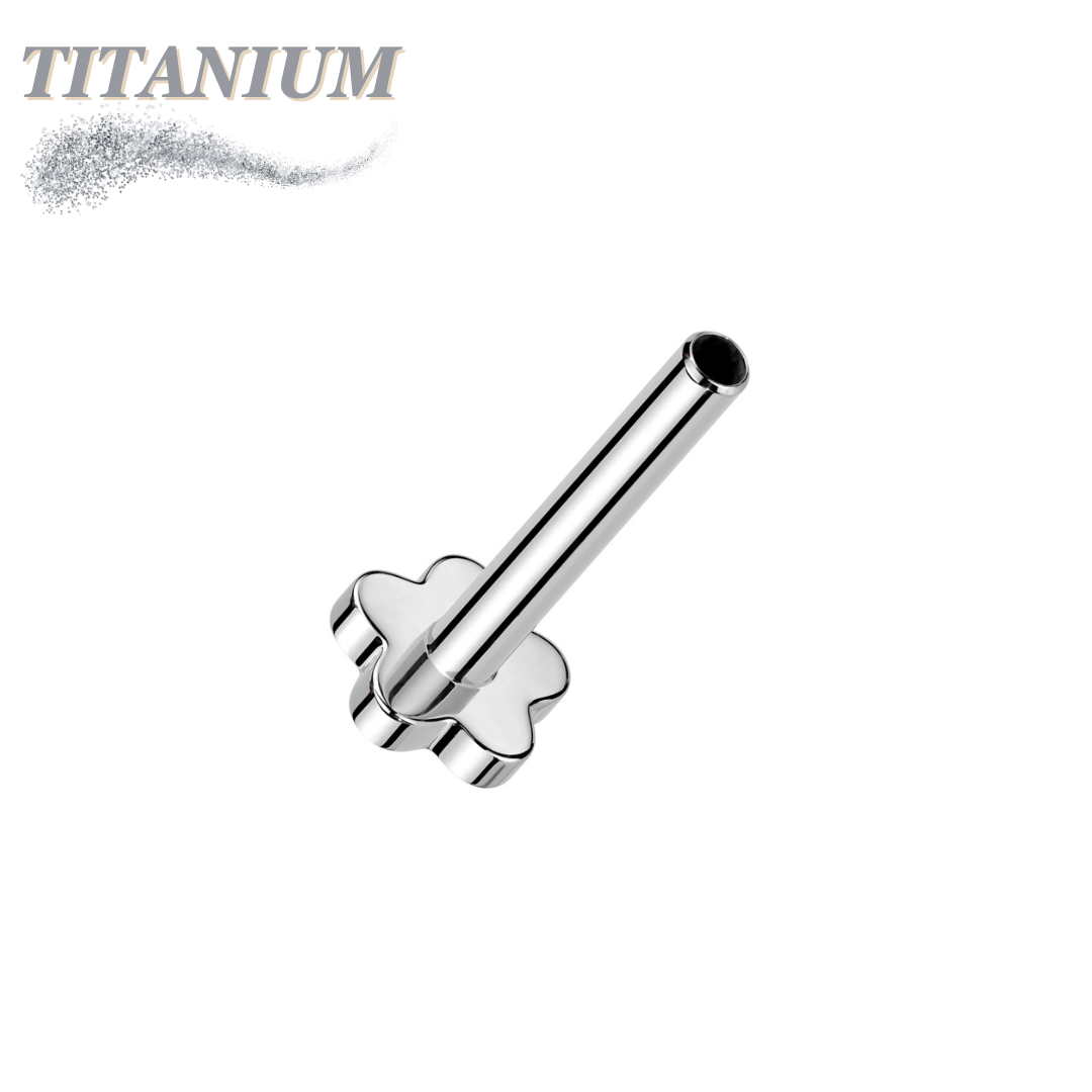 Titanium Threadless Flower Flat Back Labret Post Only