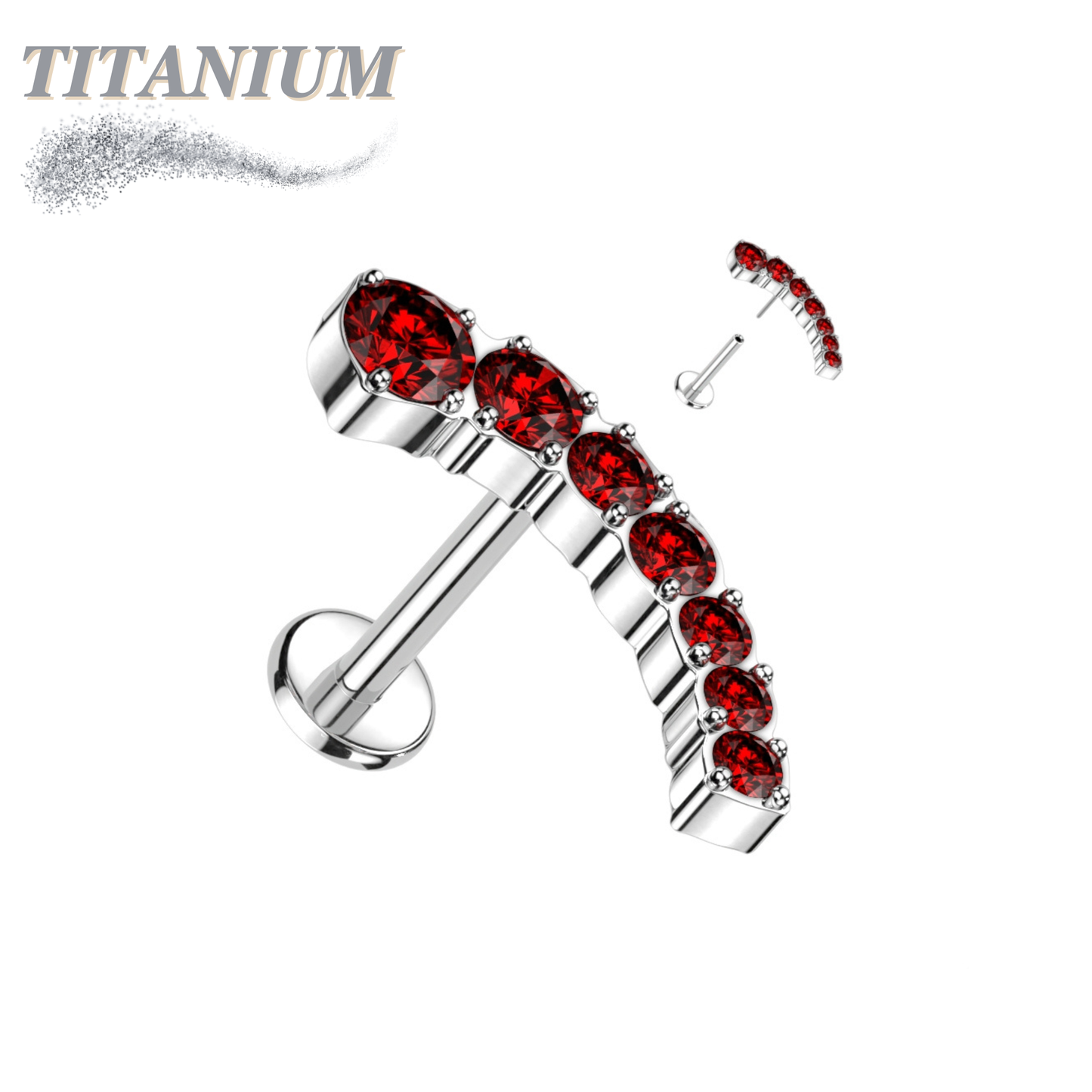 Threadless Titanium Prong Set Descending Curved Labret Combo