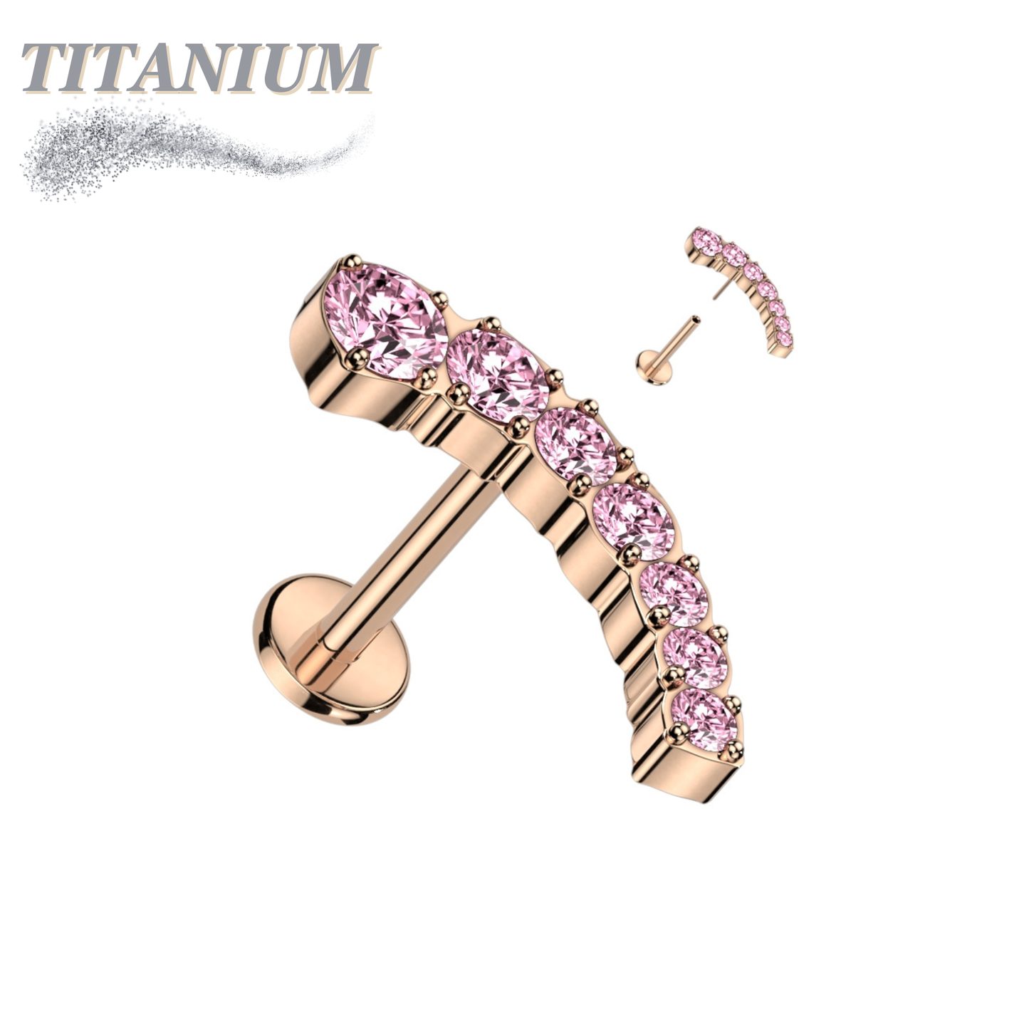 Threadless Titanium Prong Set Descending Curved Labret Combo