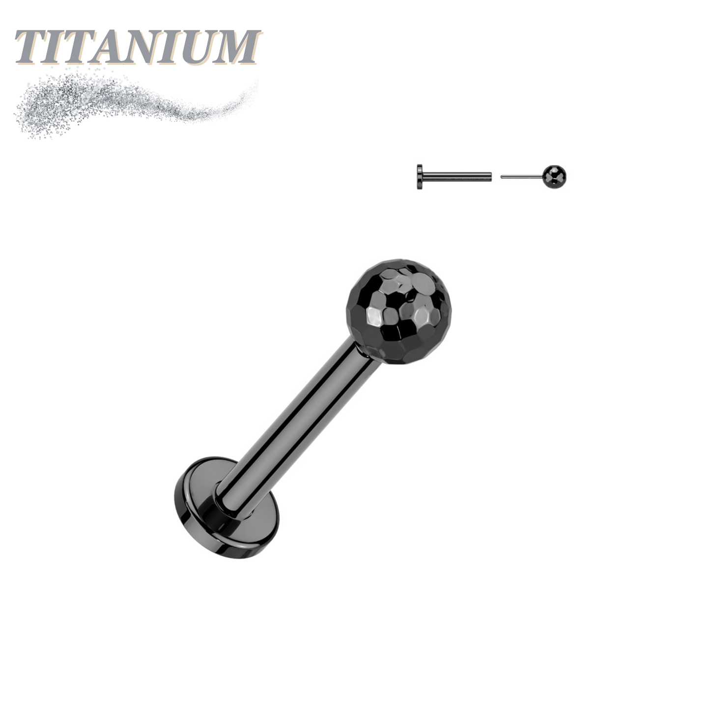 Threadless Titanium Labret Combo with Disco Ball Tops