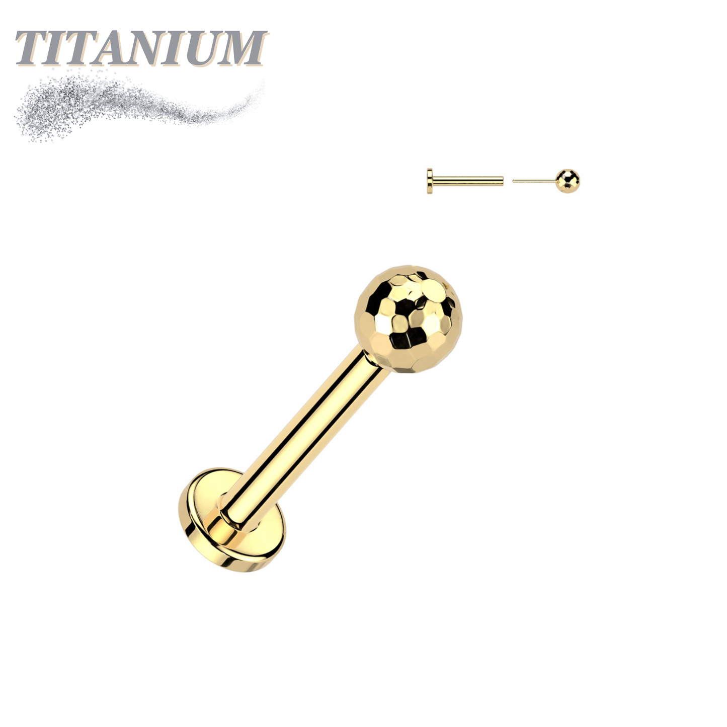 Threadless Titanium Labret Combo with Disco Ball Tops