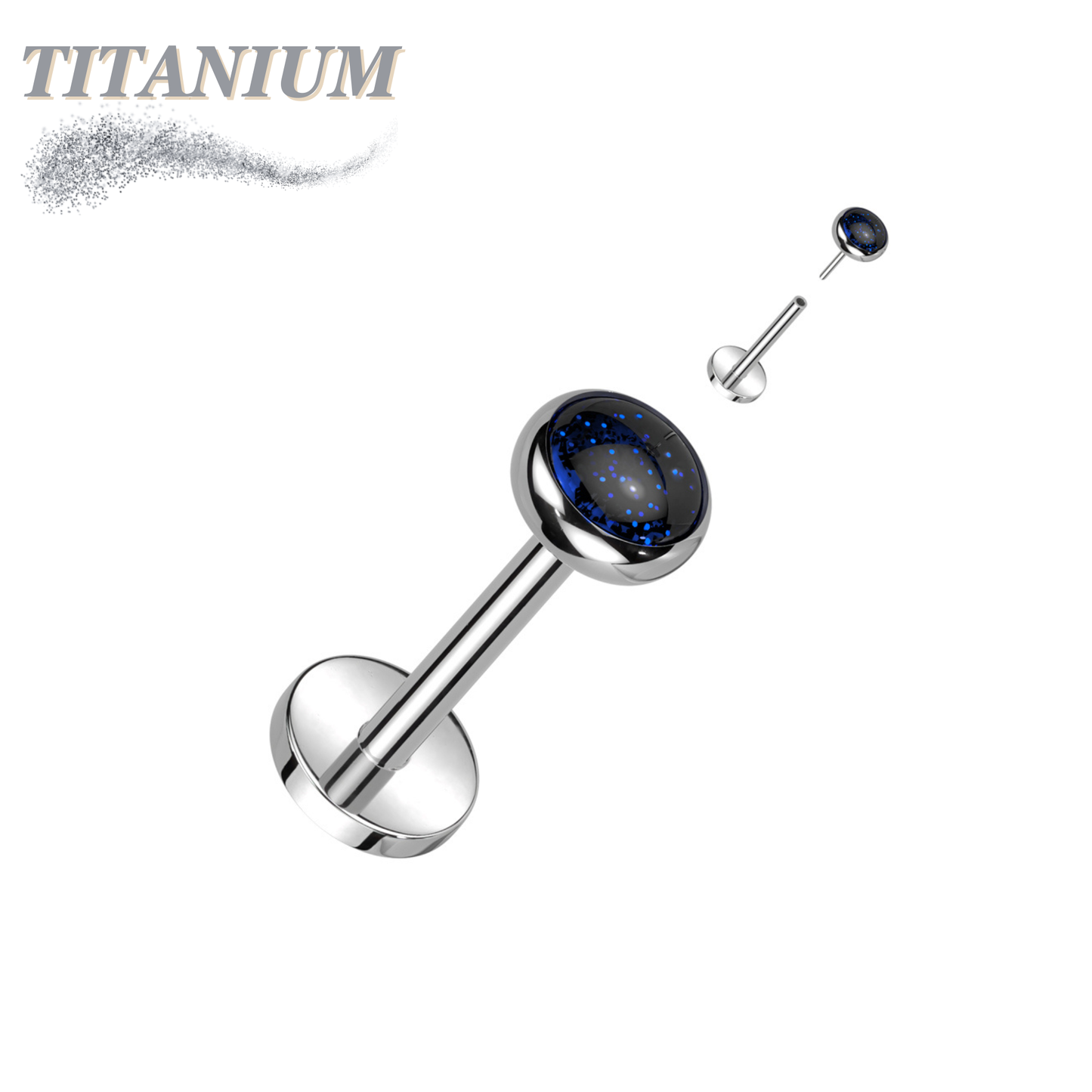 Titanium Threadless Bezel Natural Stone Top Labret Combo