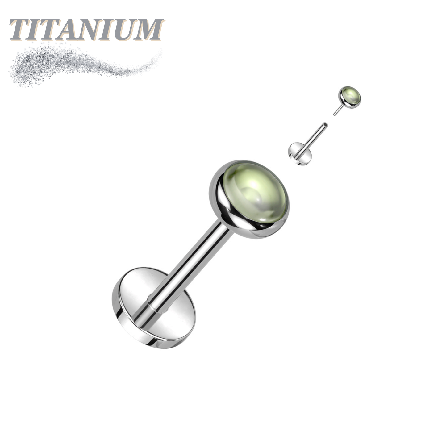 Titanium Threadless Bezel Natural Stone Top Labret Combo