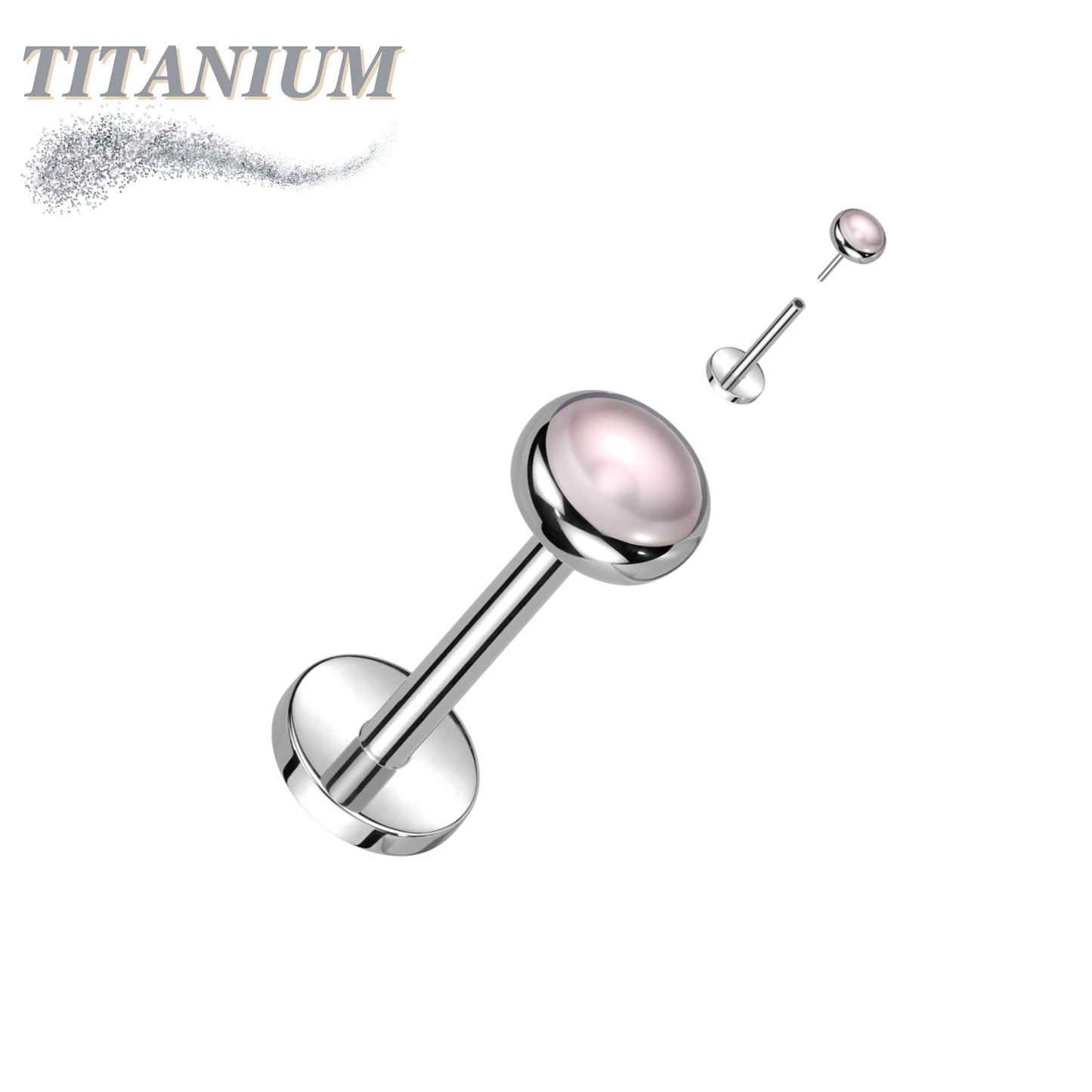 Titanium Threadless Bezel Natural Stone Top Labret Combo
