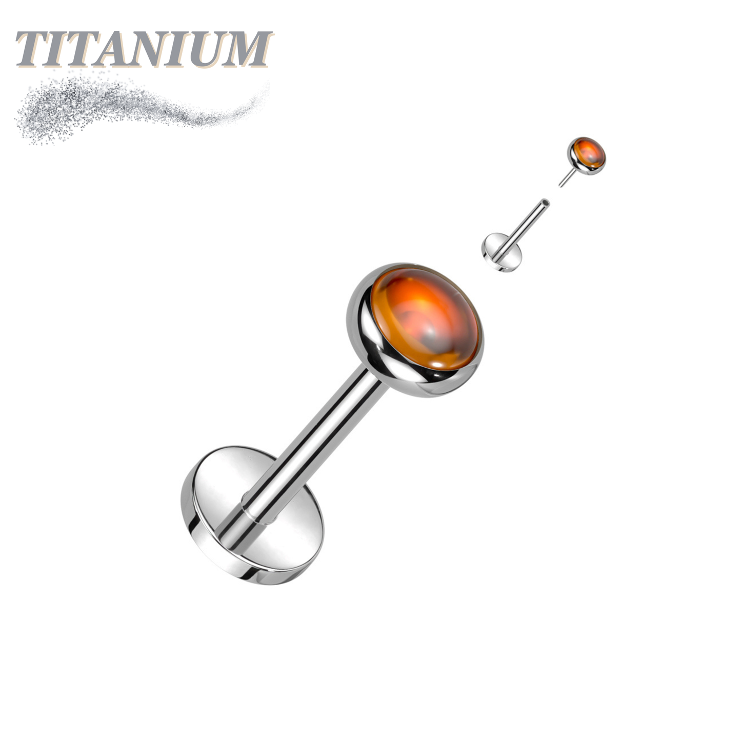 Titanium Threadless Bezel Natural Stone Top Labret Combo