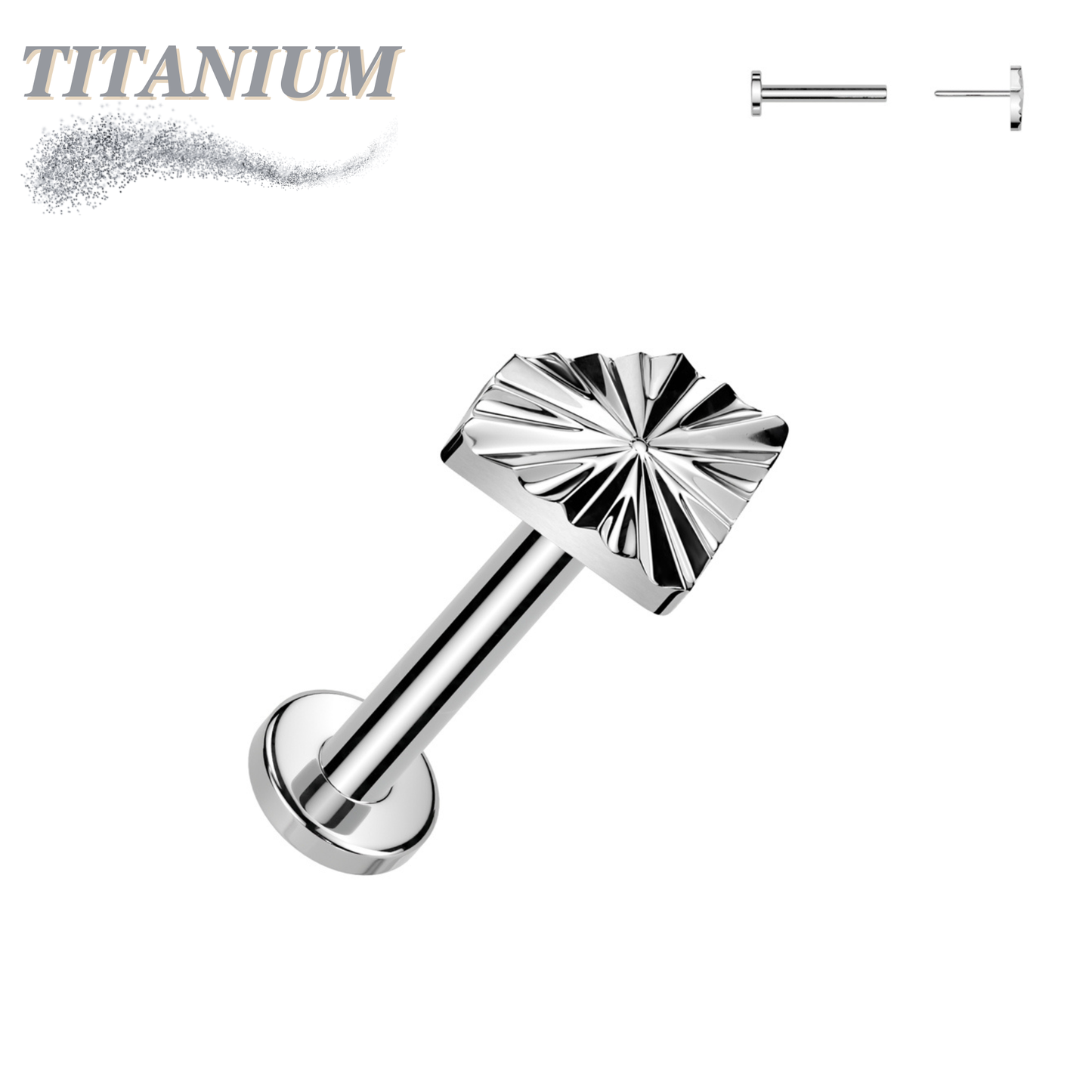 Threadless Titanium Labret Combo with Diamond Shape Ridged Top