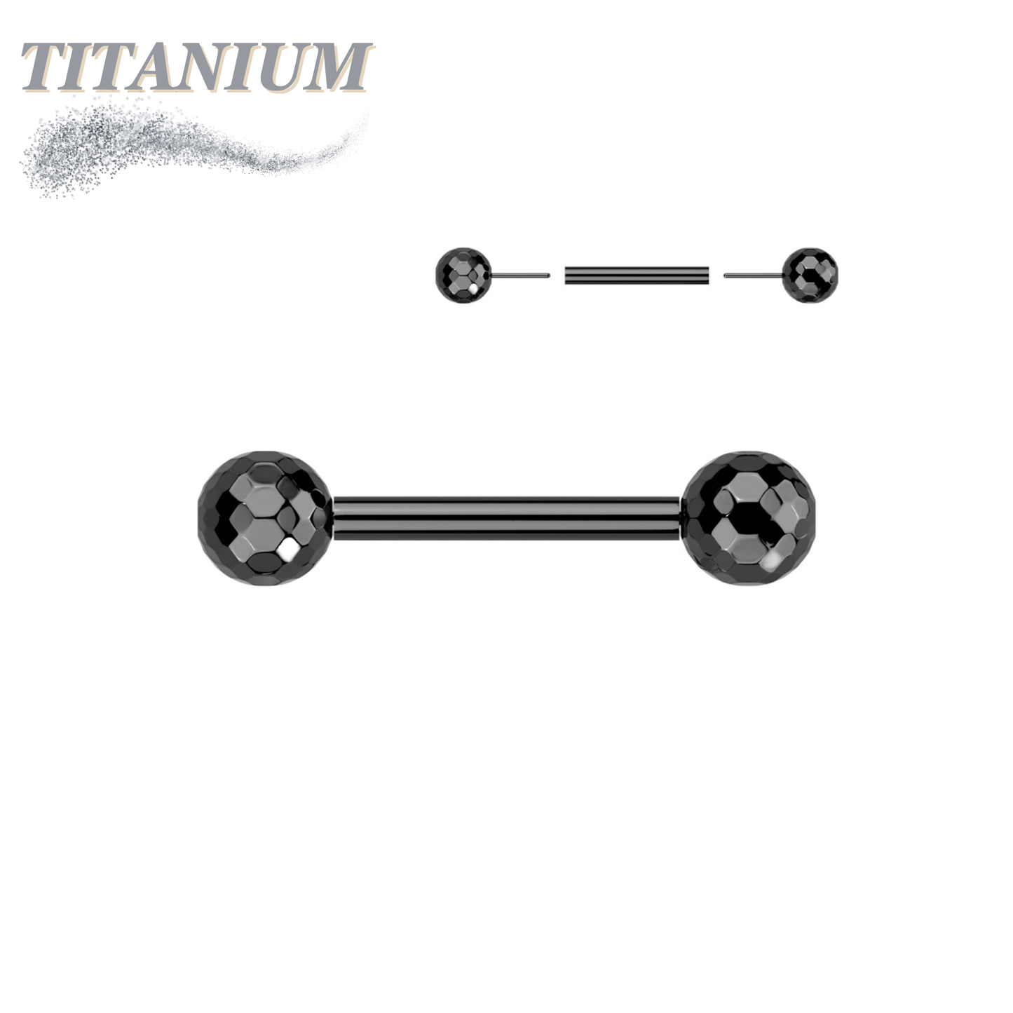 Threadless Titanium Barbell with Disco Balls