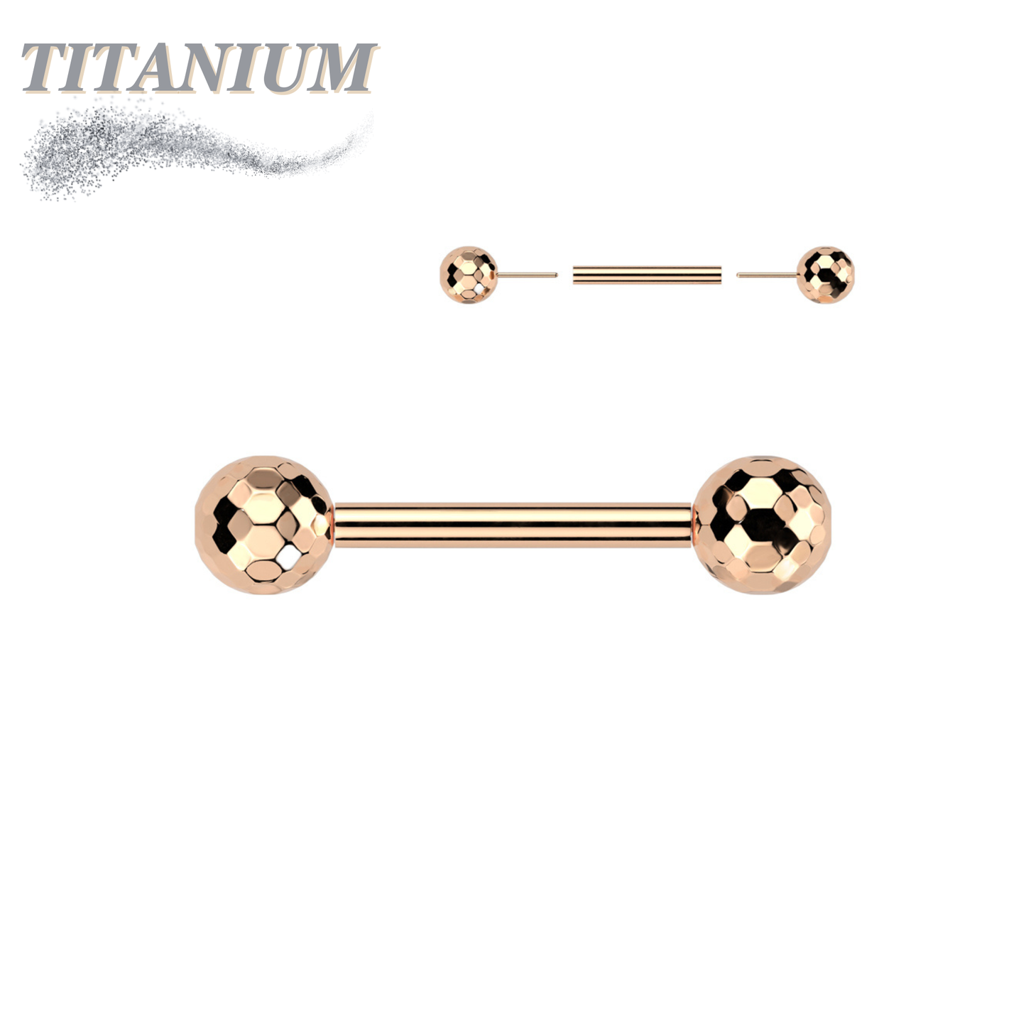 Threadless Titanium Barbell with Disco Balls