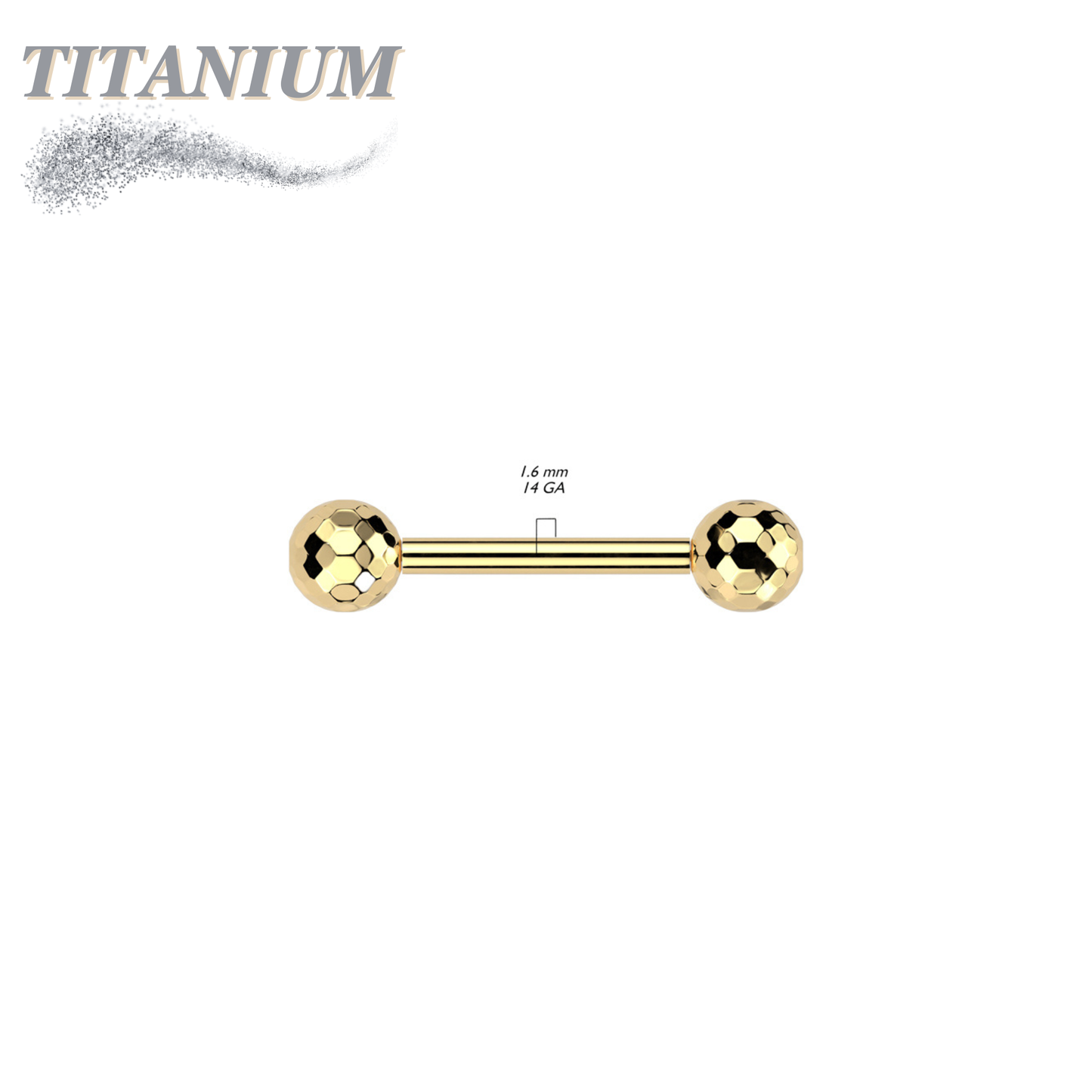 Threadless Titanium Barbell with Disco Balls