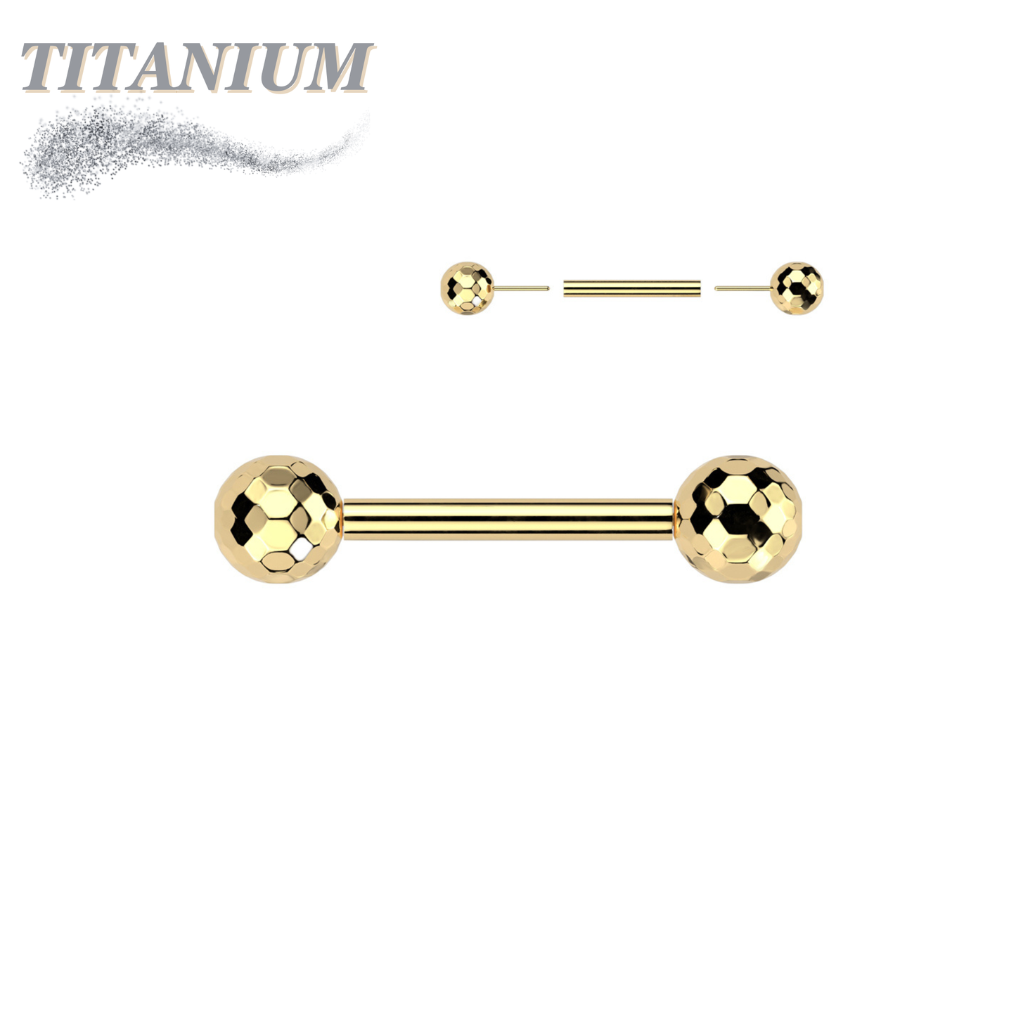 Threadless Titanium Barbell with Disco Balls