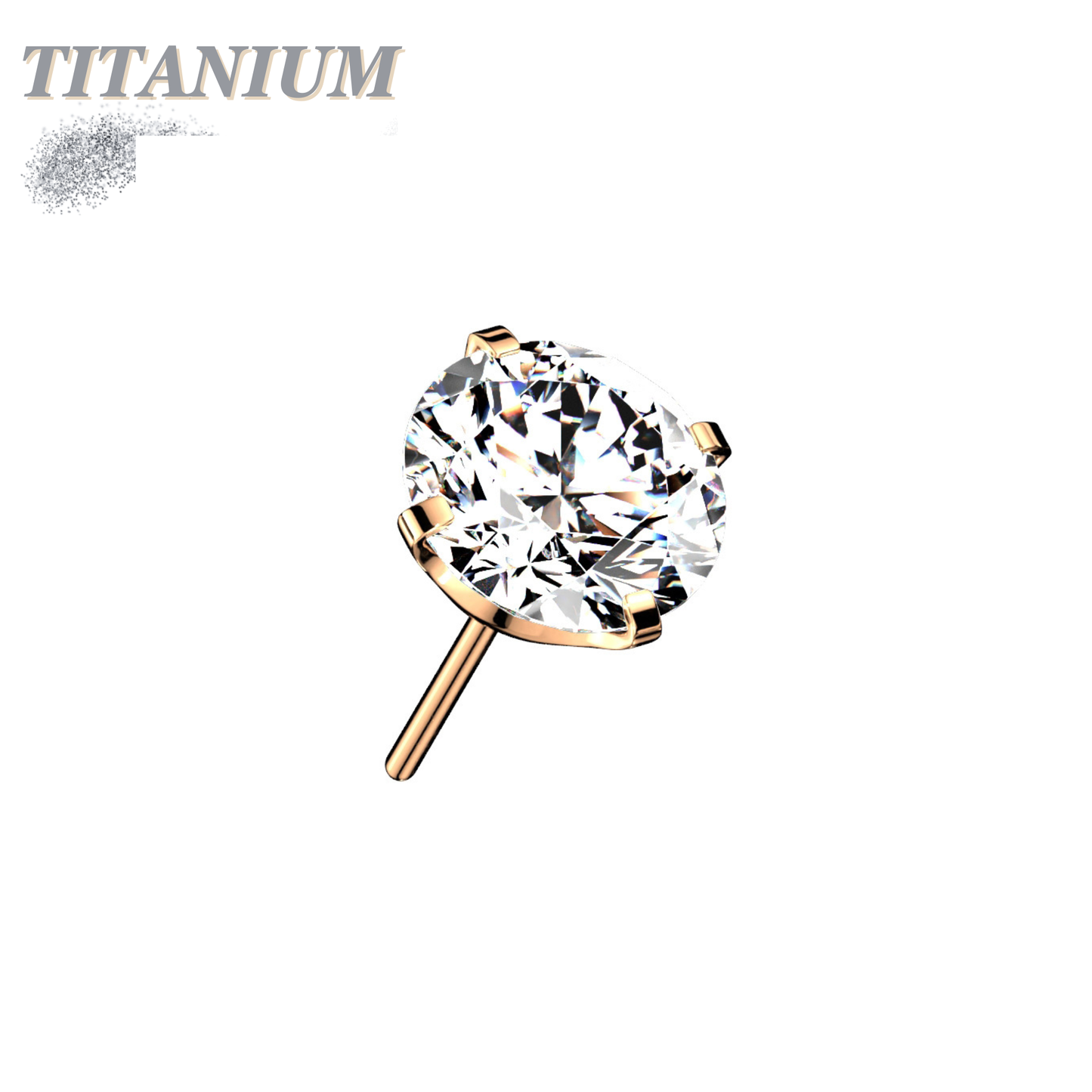 Threadless Titanium Zircon Prong Gem Top Only