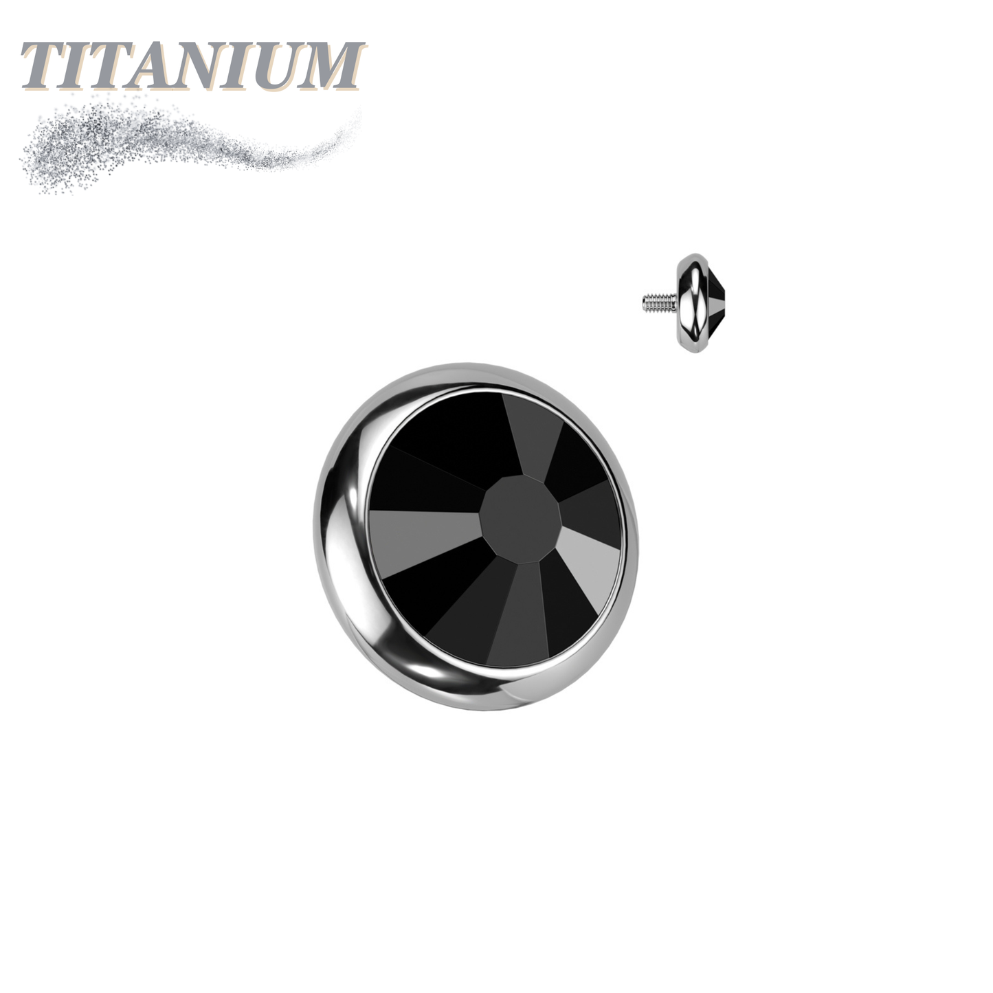Internally Threaded Titanium Bezel Set Flat Gem Tops for Dermals/Labrets