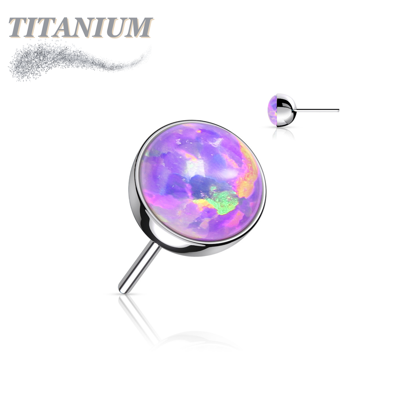 Threadless Titanium Opal Bezel Set Top Only