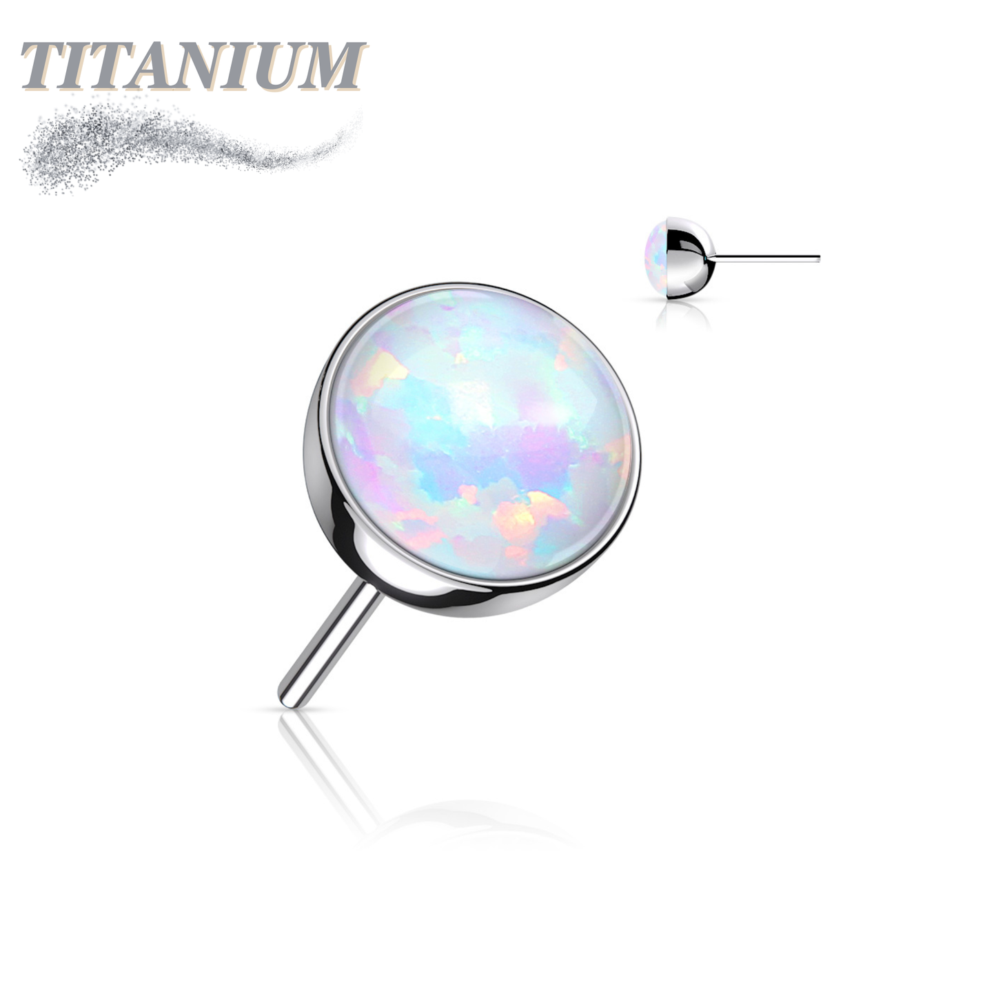 Threadless Titanium Opal Bezel Set Top Only