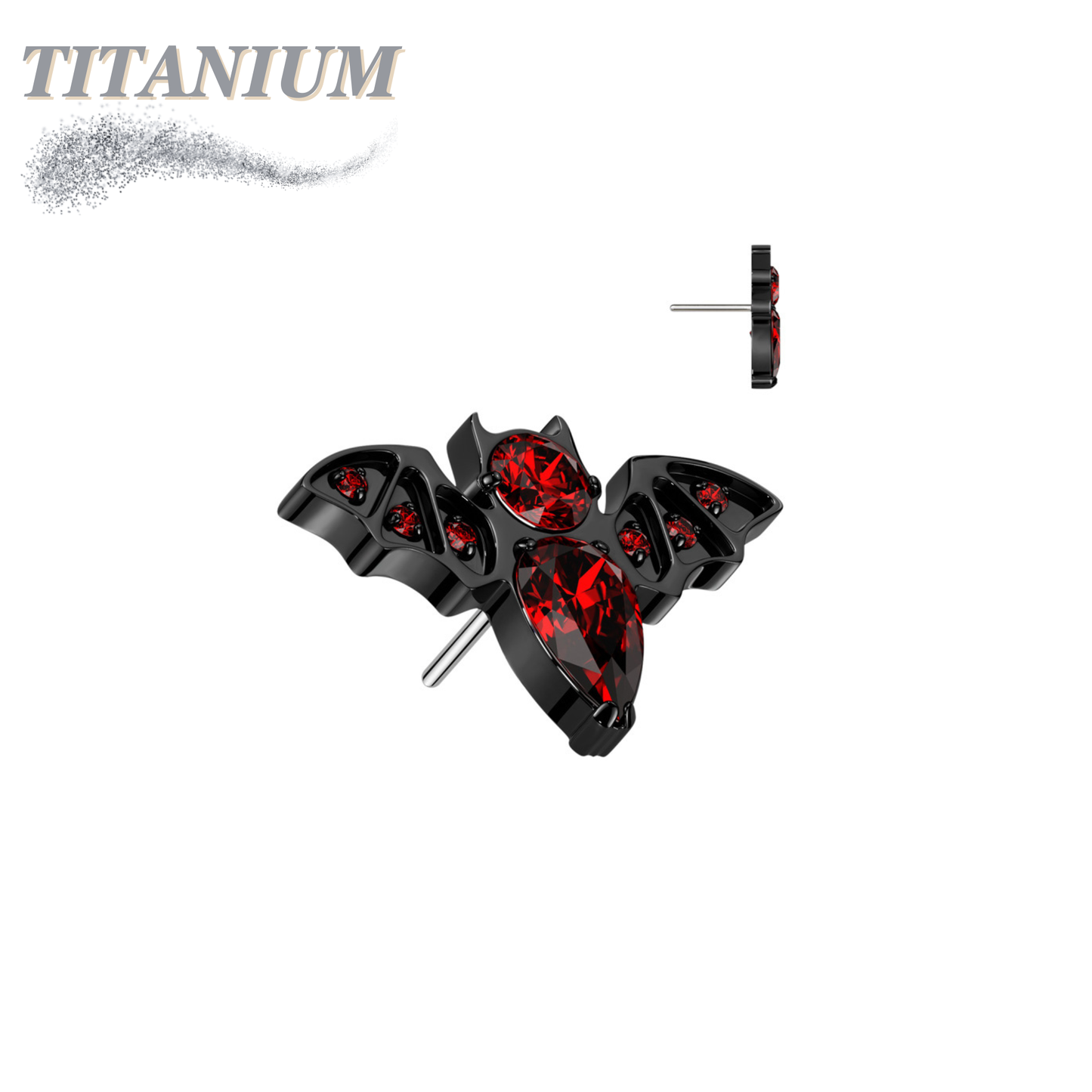 Threadless Titanium CZ Bat Top Only
