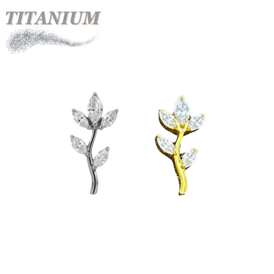 Titanium Threadless CZ Tree Top Only