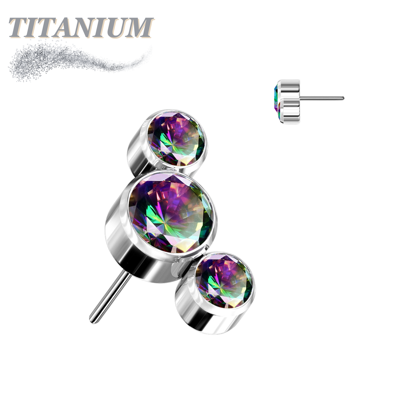 Titanium Threadless 3 Curve Bezel Set Top Only