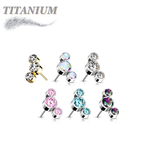 Titanium Threadless 3 Curve Bezel Set Top Only