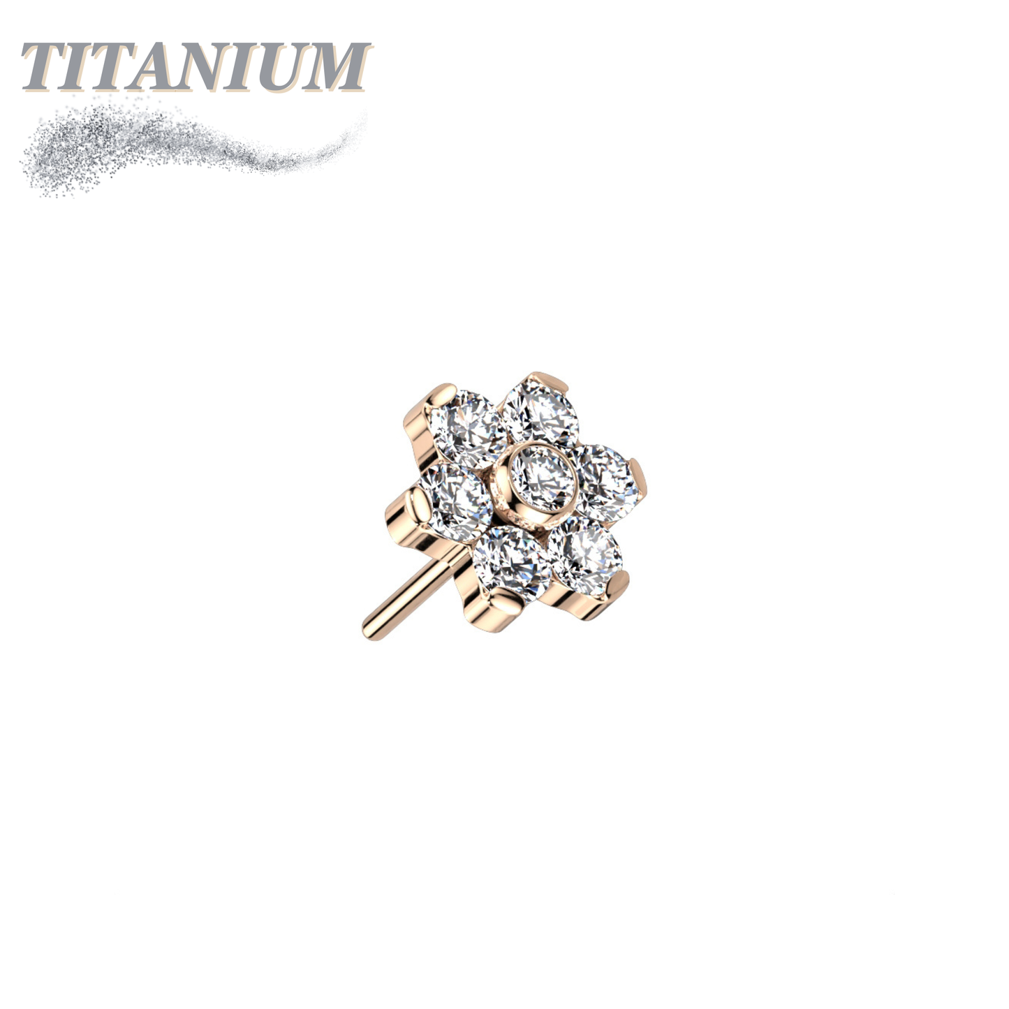 Titanium Threadless CZ Flower Top Only