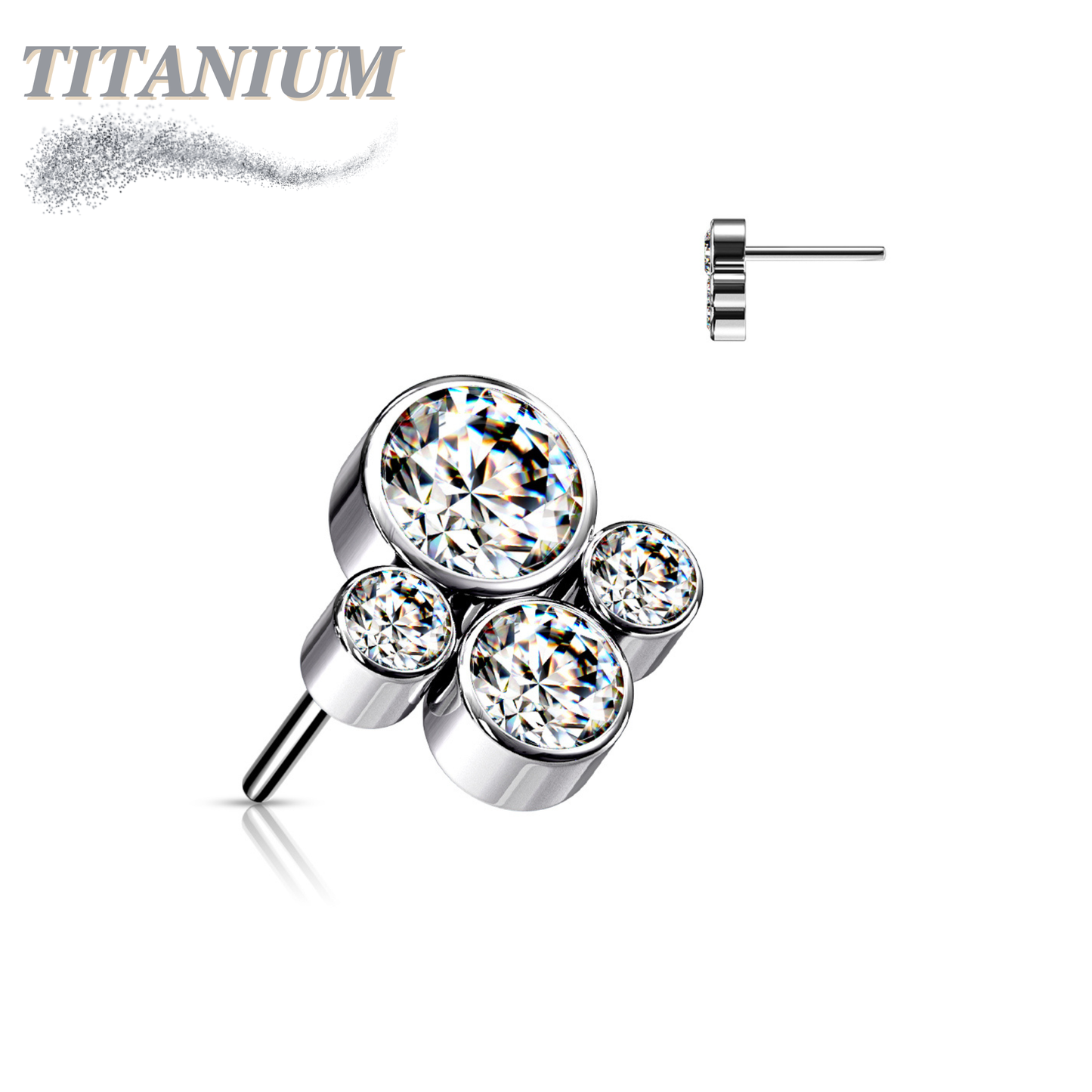 Threadless Titanium 4 Gem Pet Paw Top Only