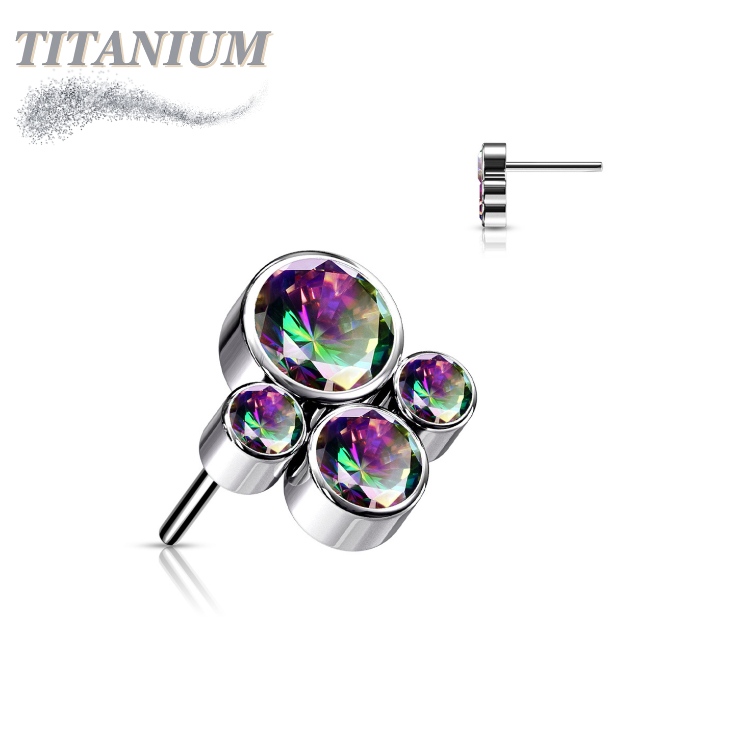 Threadless Titanium 4 Gem Pet Paw Top Only