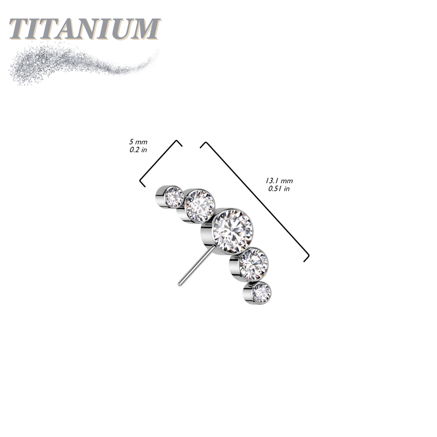 Threadless Titanium 5 Gem Curve Top Only