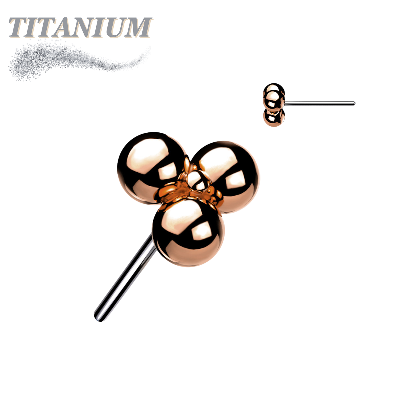 Threadless Titanium Triangular 3 Ball Cluster Top Only