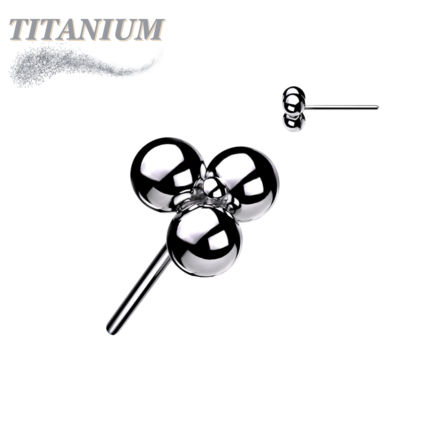 Threadless Titanium Triangular 3 Ball Cluster Top Only