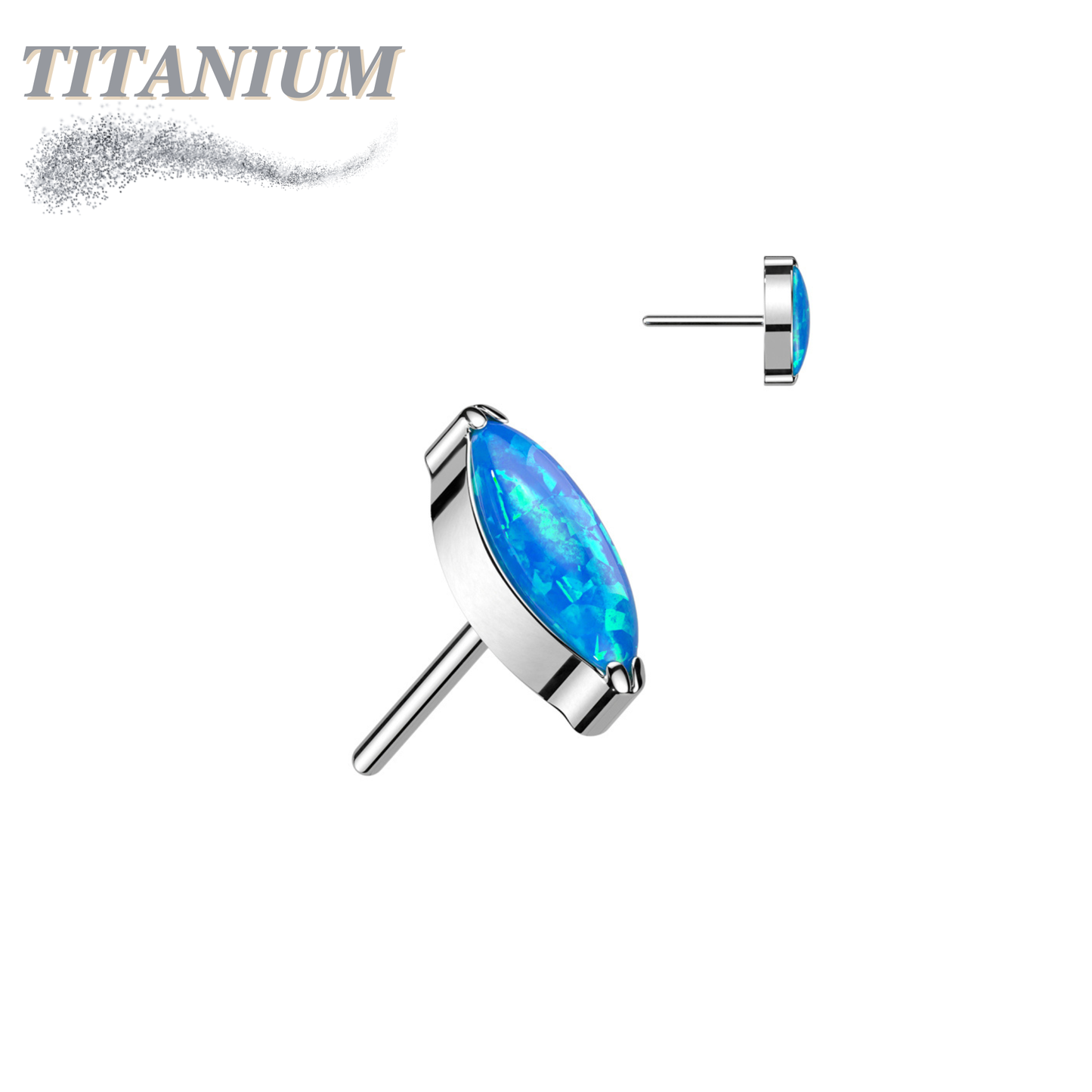 Threadless Titanium Single Marquise CZ or Opal Top Only