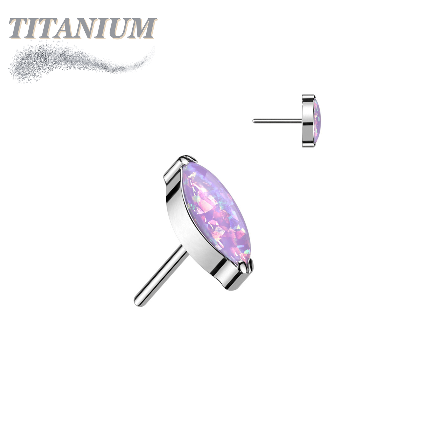 Threadless Titanium Single Marquise CZ or Opal Top Only