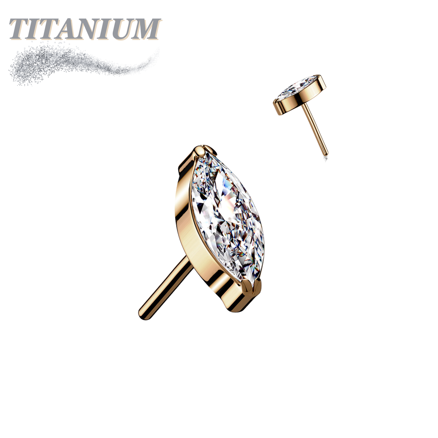 Threadless Titanium Single Marquise CZ or Opal Top Only