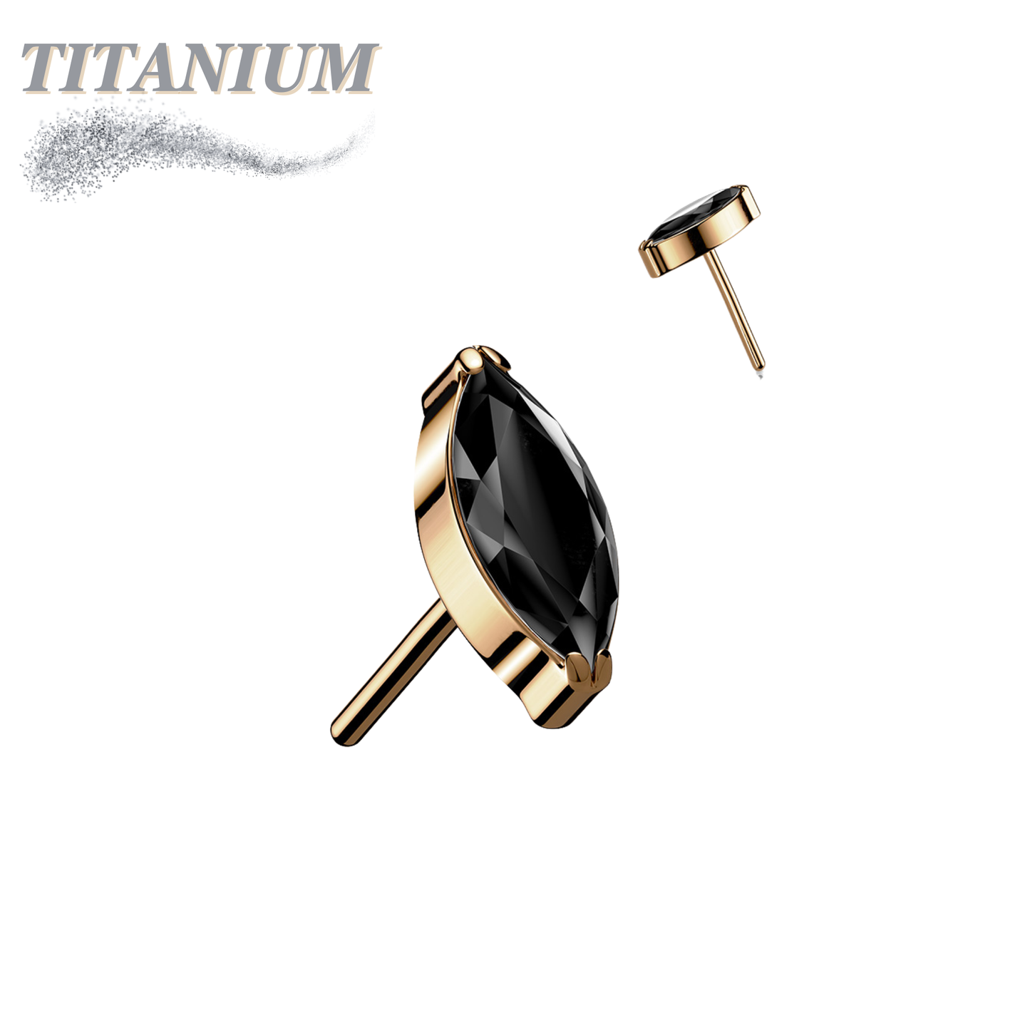 Threadless Titanium Single Marquise CZ or Opal Top Only
