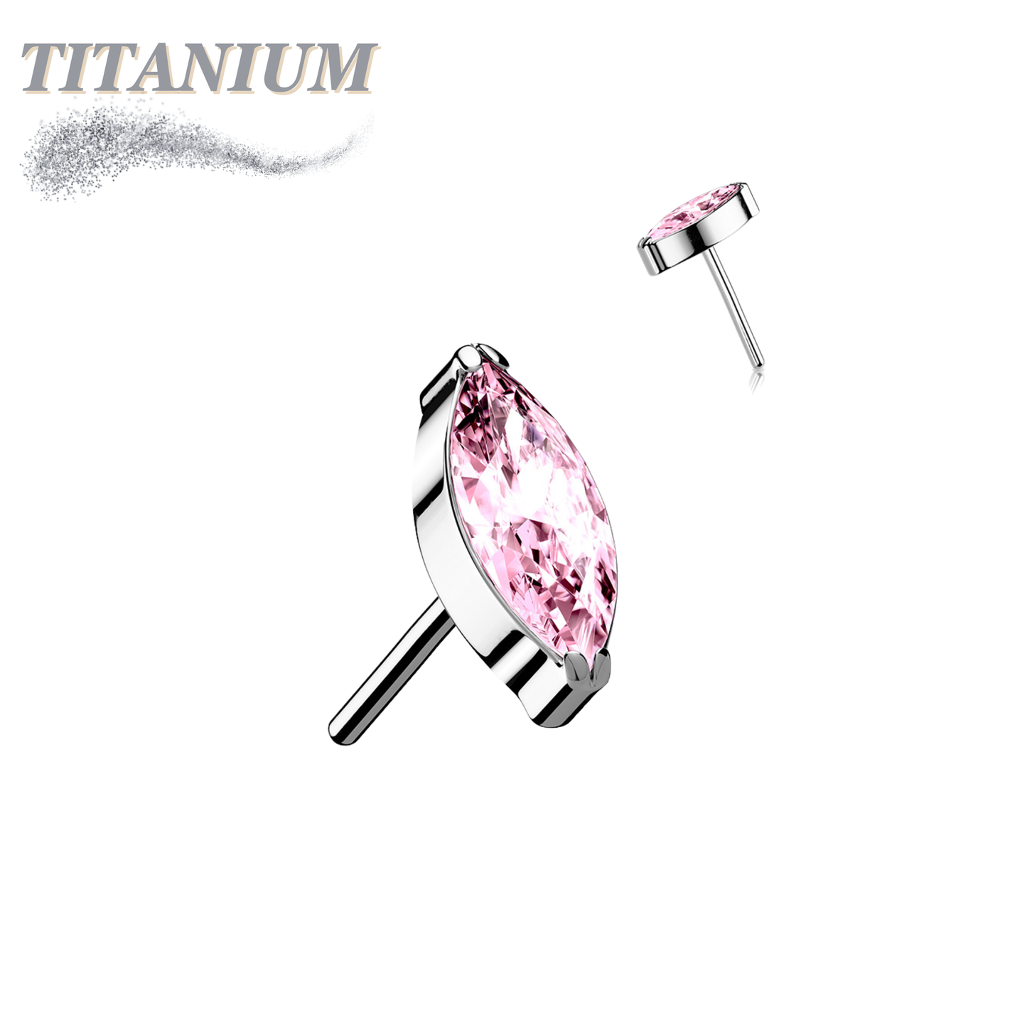 Threadless Titanium Single Marquise CZ or Opal Top Only