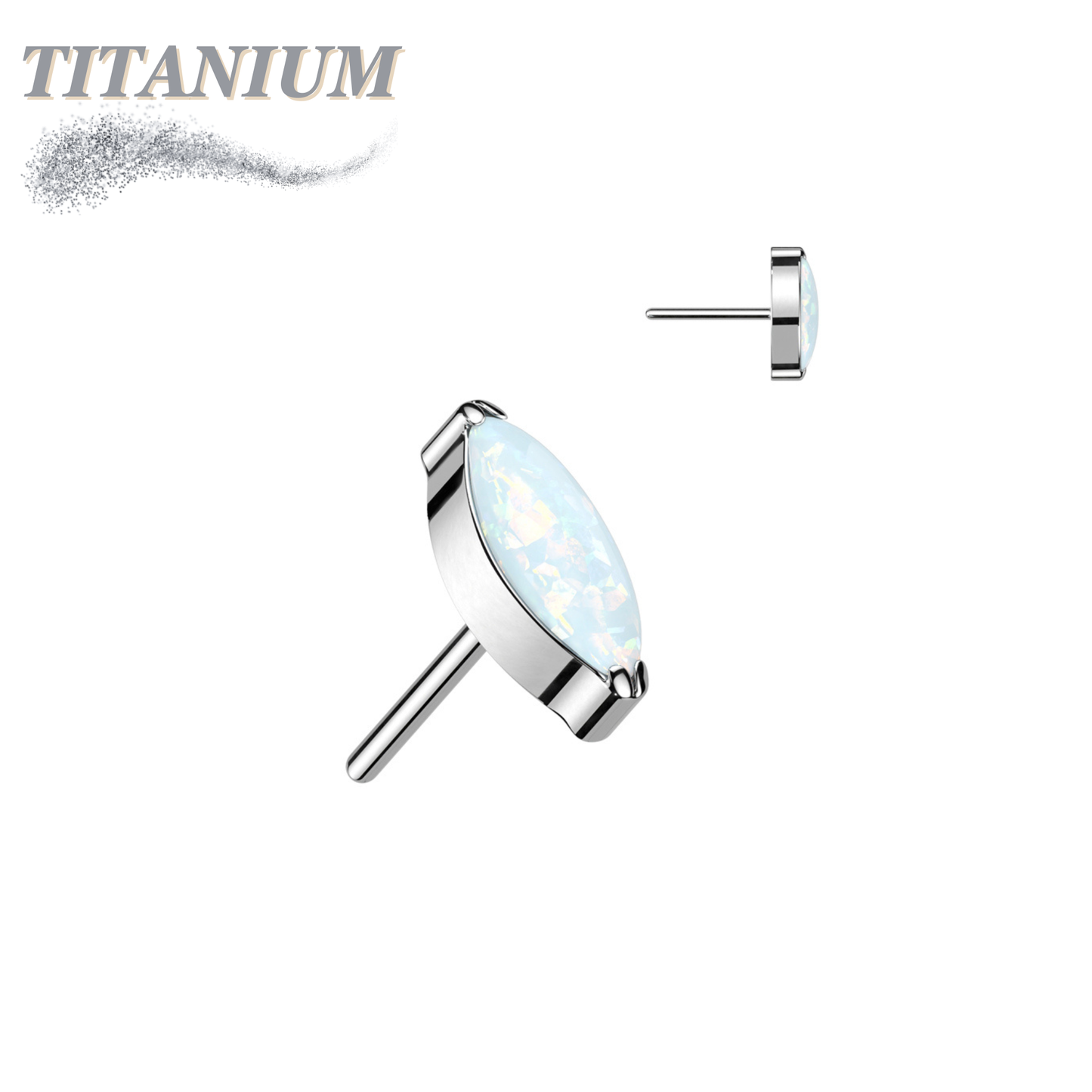 Threadless Titanium Single Marquise CZ or Opal Top Only