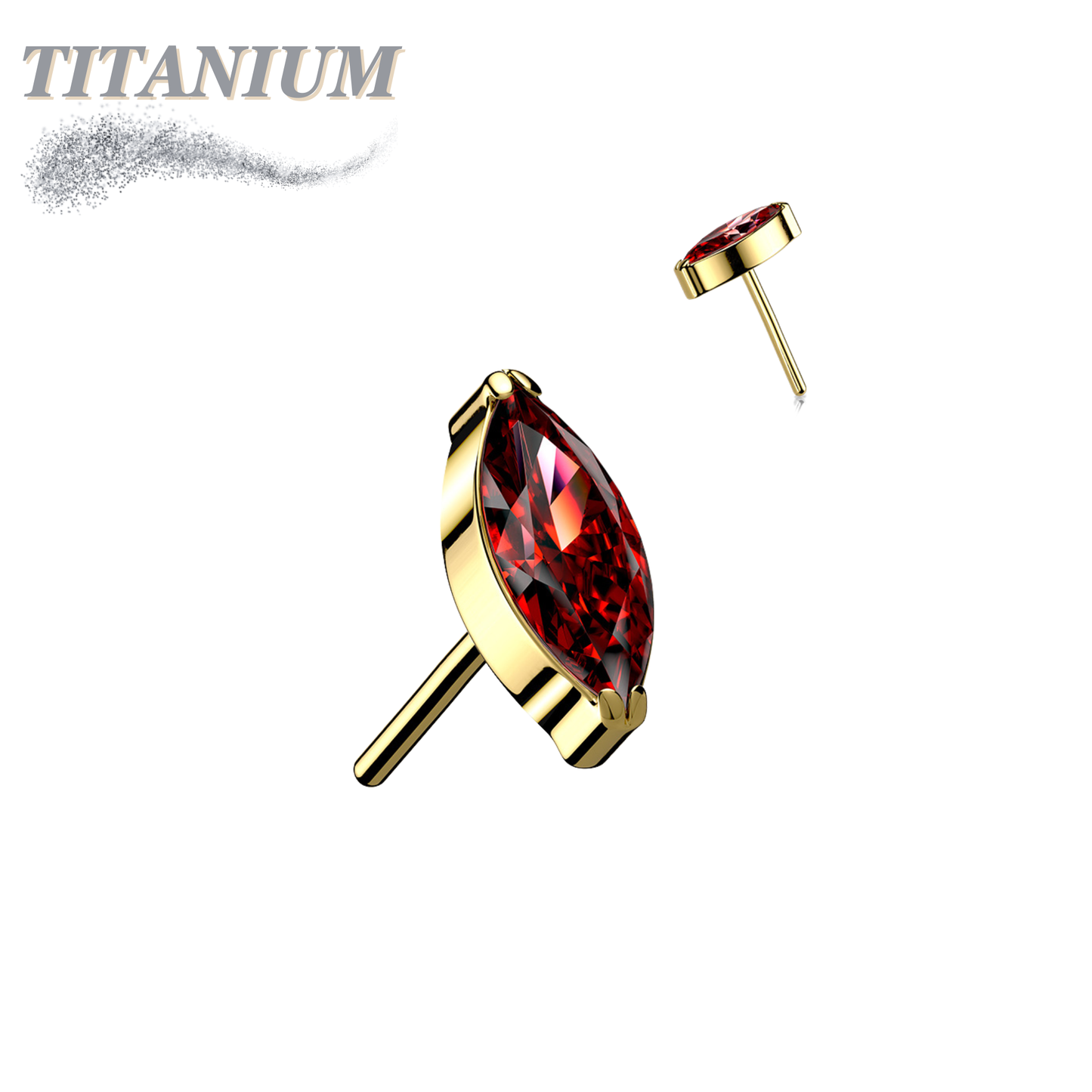 Threadless Titanium Single Marquise CZ or Opal Top Only