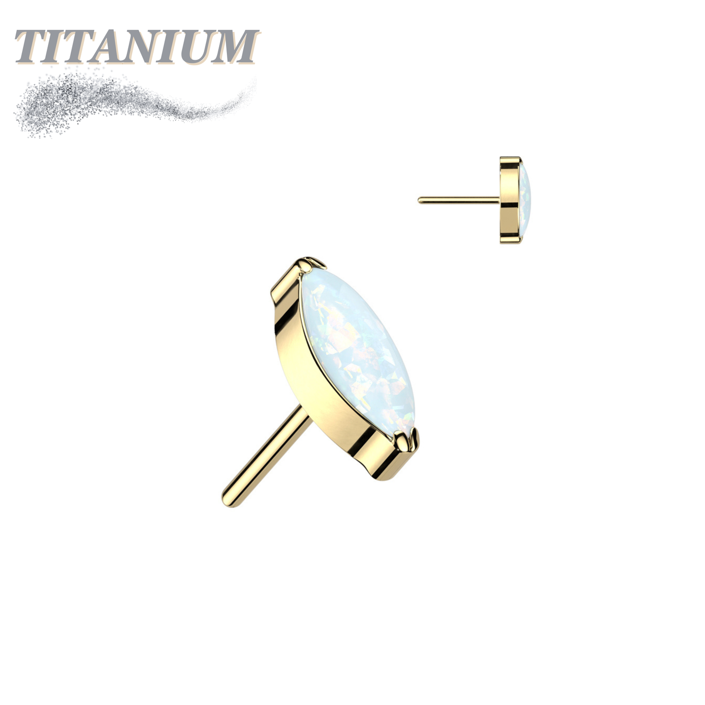 Threadless Titanium Single Marquise CZ or Opal Top Only