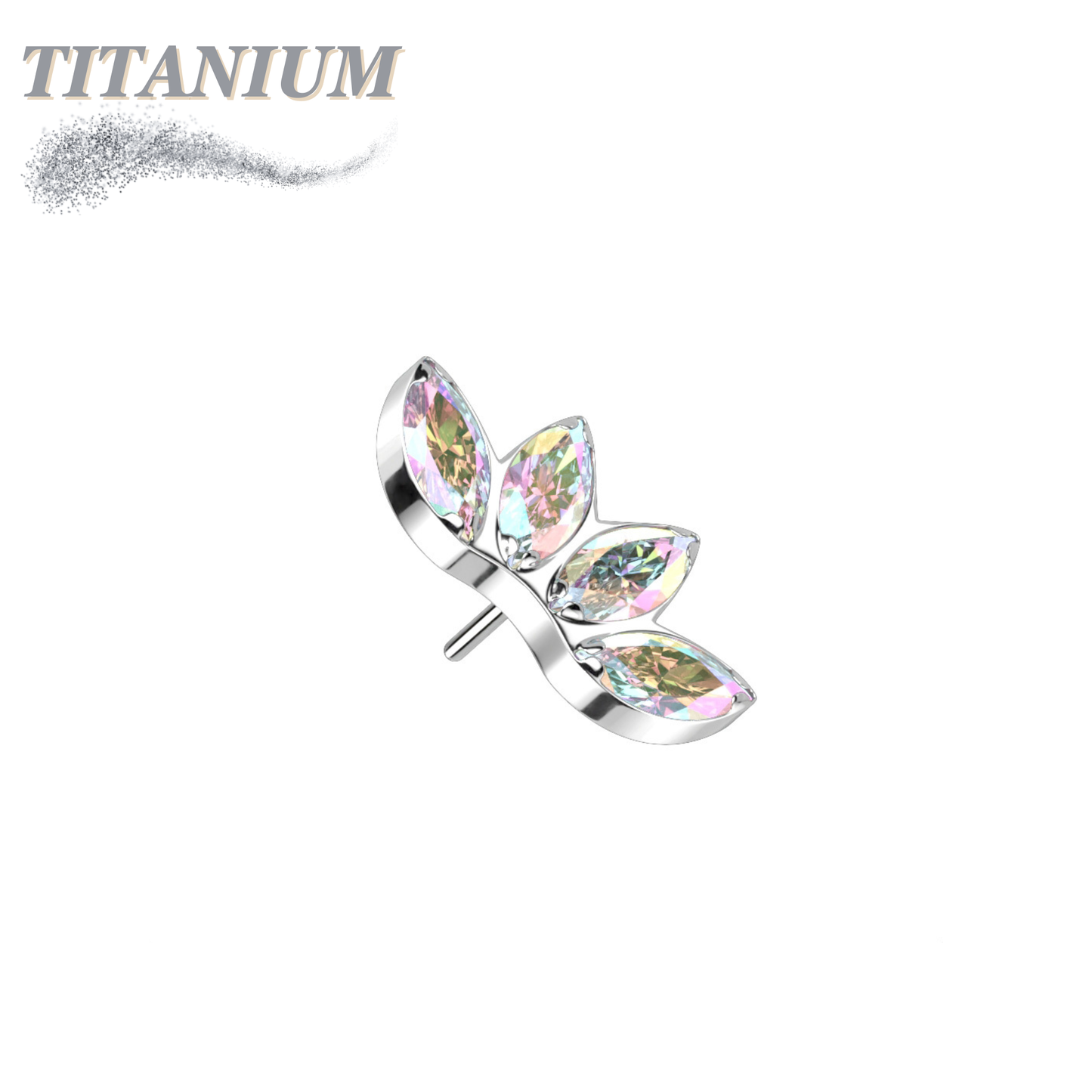 Threadless Titanium 4 Marquise Crystal Fan Top Only