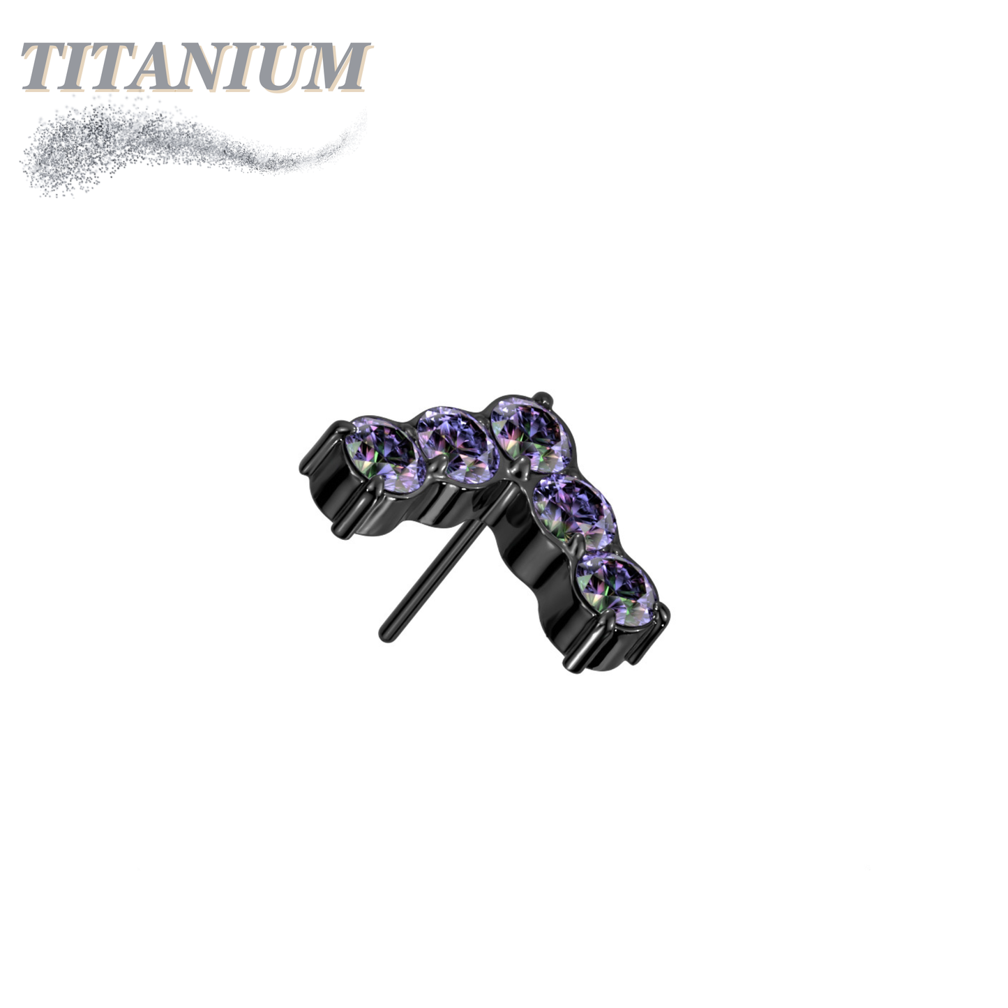 Threadless Titanium CNC Set CZ Chevron Top Only