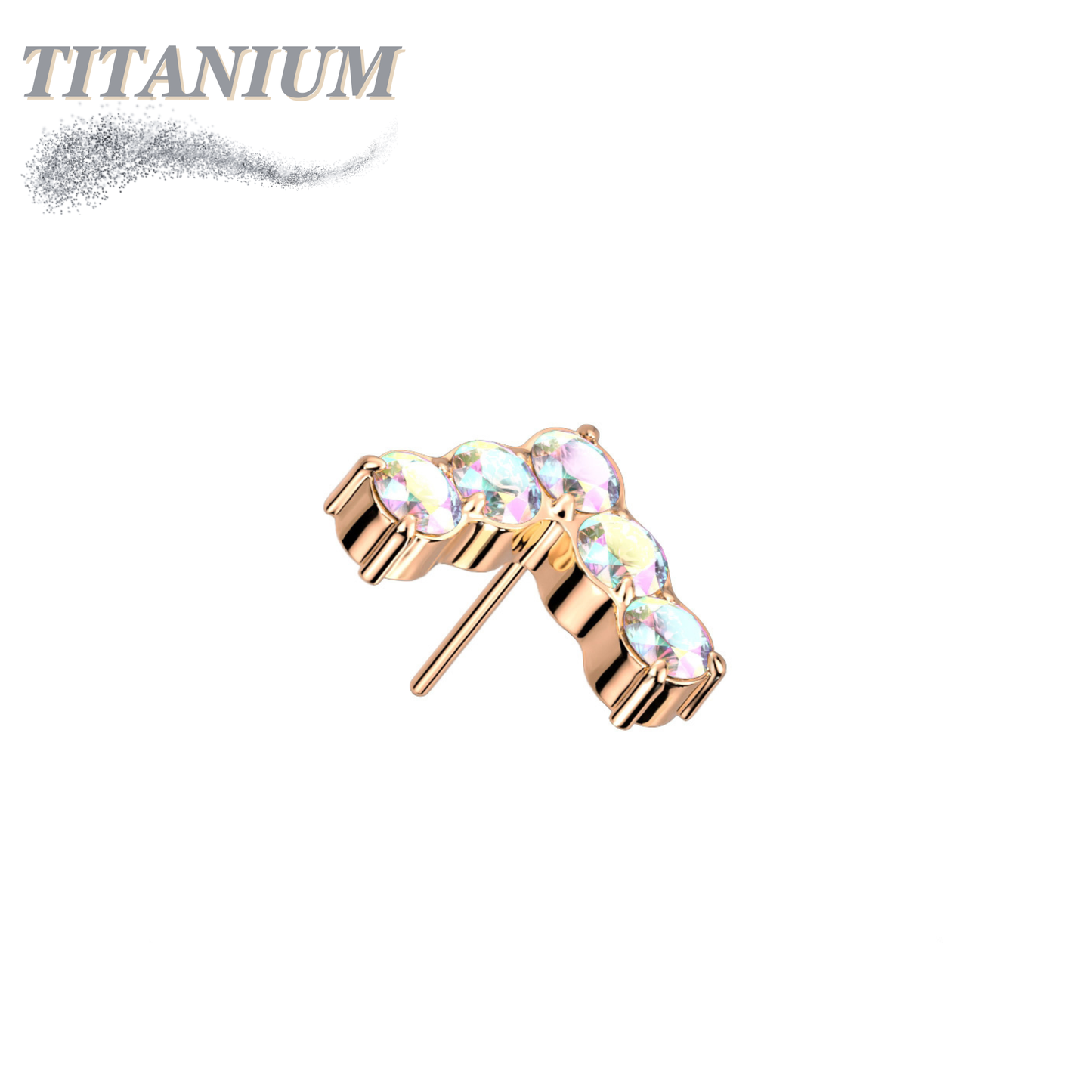 Threadless Titanium CNC Set CZ Chevron Top Only