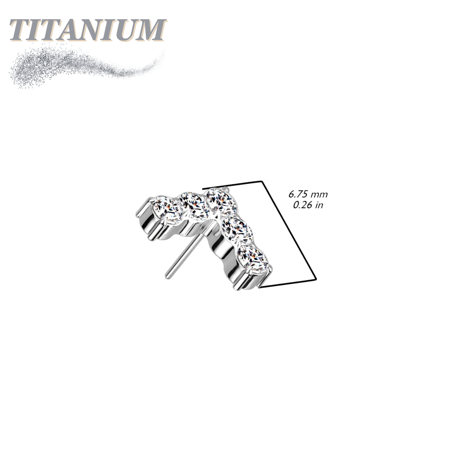 Threadless Titanium CNC Set CZ Chevron Top Only