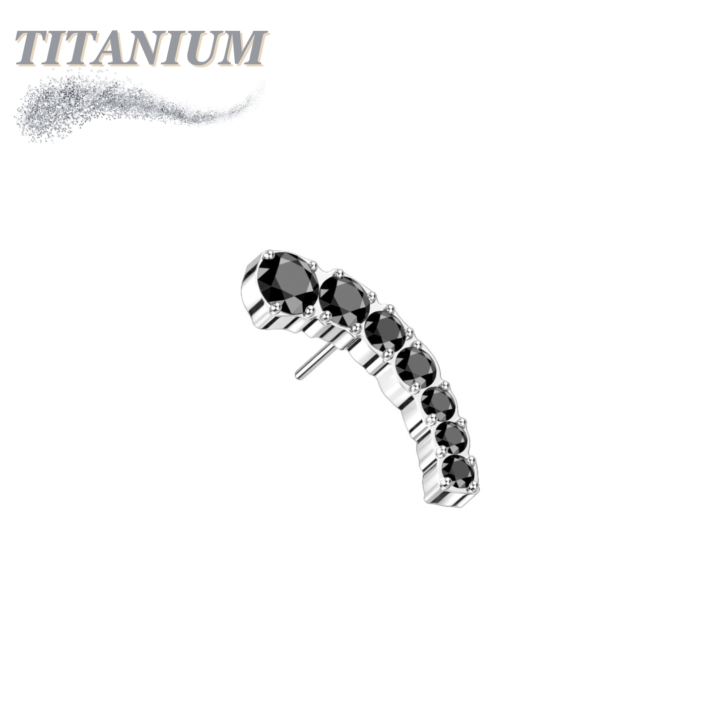 Threadless Titanium Prong Set Descending 7 CZ Curved Top Only