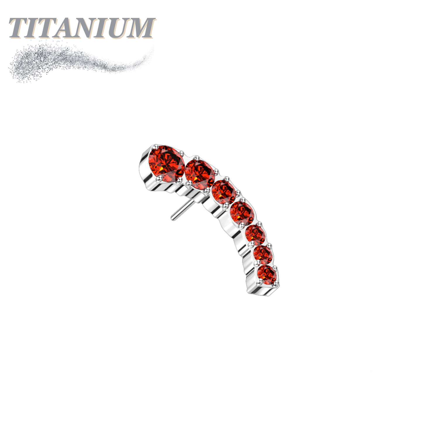 Threadless Titanium Prong Set Descending 7 CZ Curved Top Only