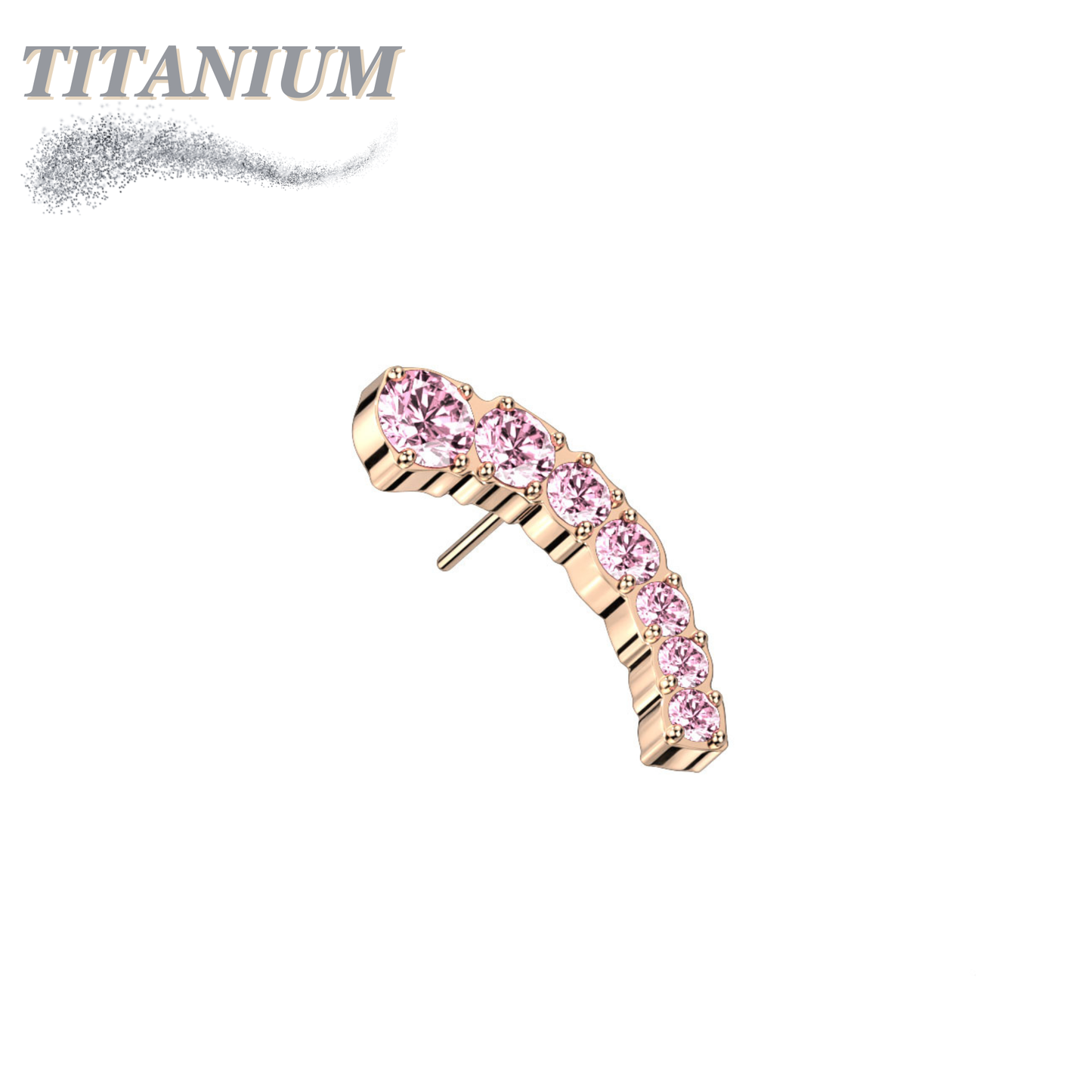 Threadless Titanium Prong Set Descending 7 CZ Curved Top Only