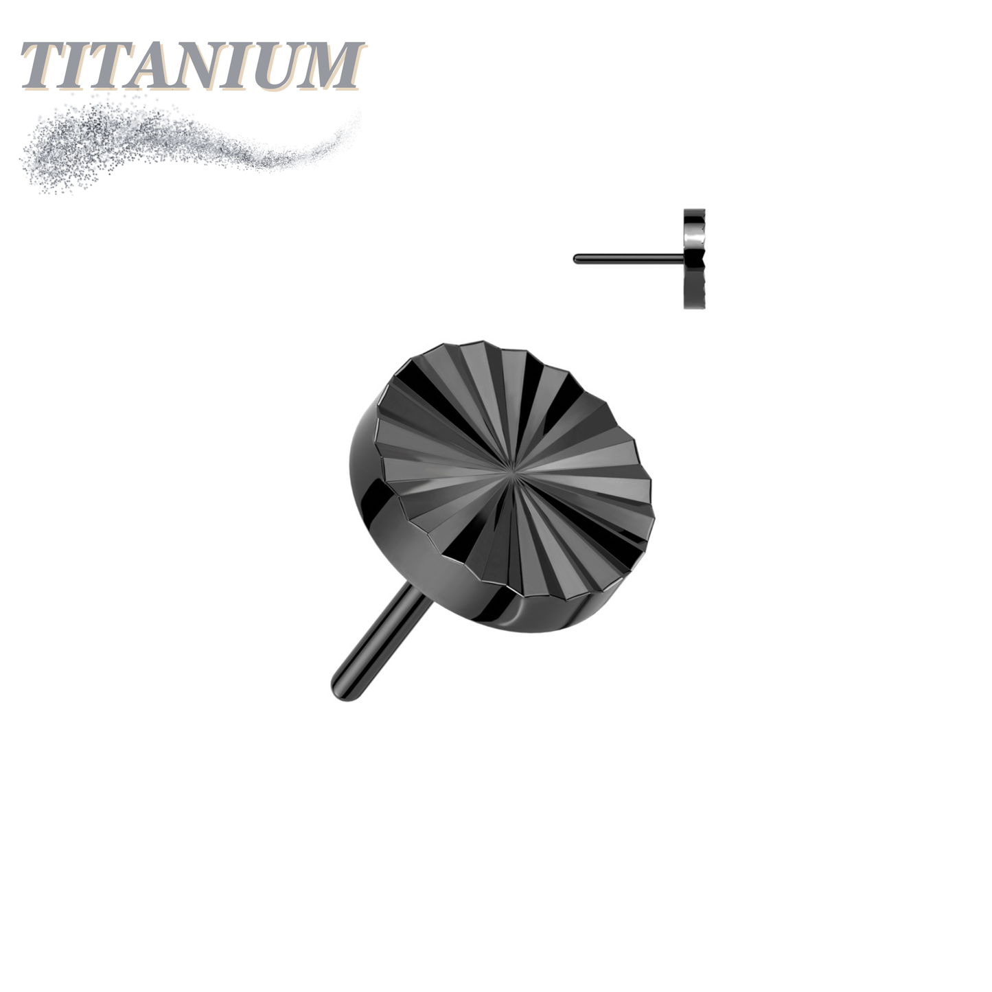 Threadless Titanium Circle Shape Ridged Top Only