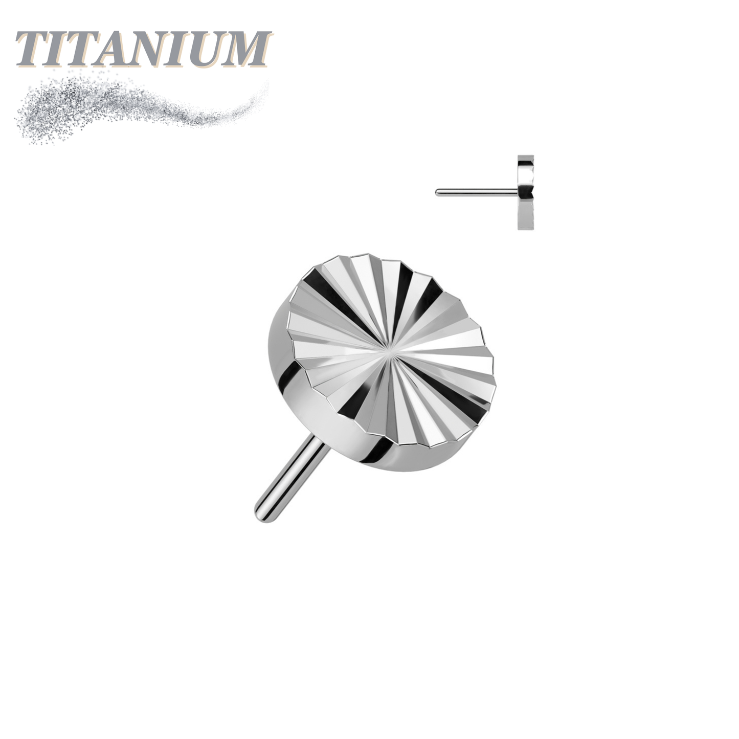 Threadless Titanium Circle Shape Ridged Top Only
