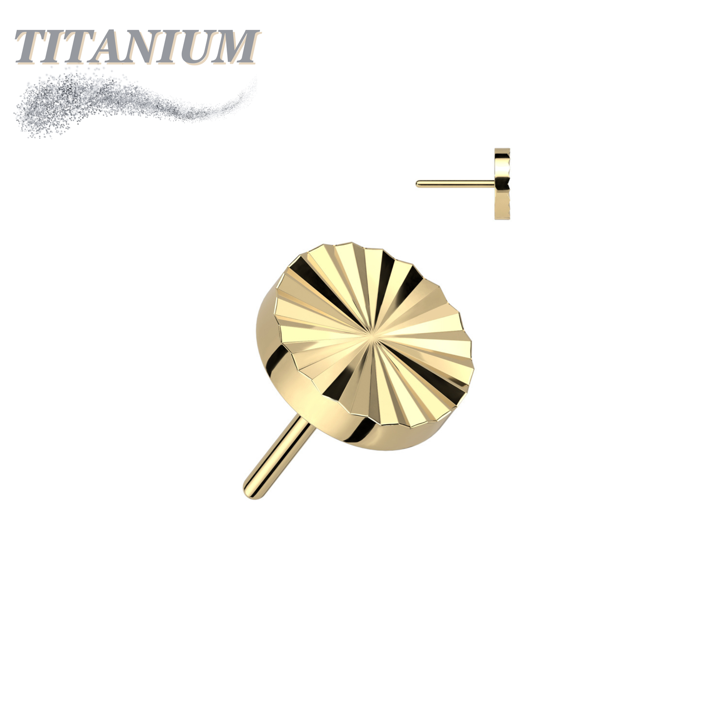 Threadless Titanium Circle Shape Ridged Top Only